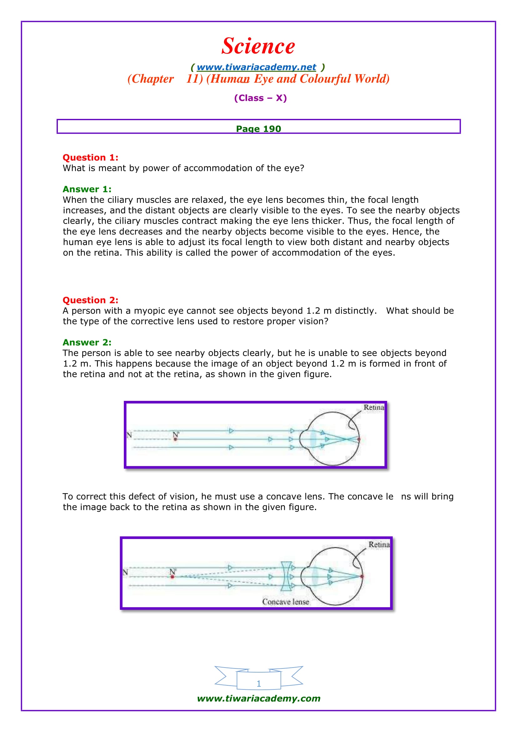 NCERT Solutions for Class 10 Science Chapter 11 Page 190 Question 1, 2