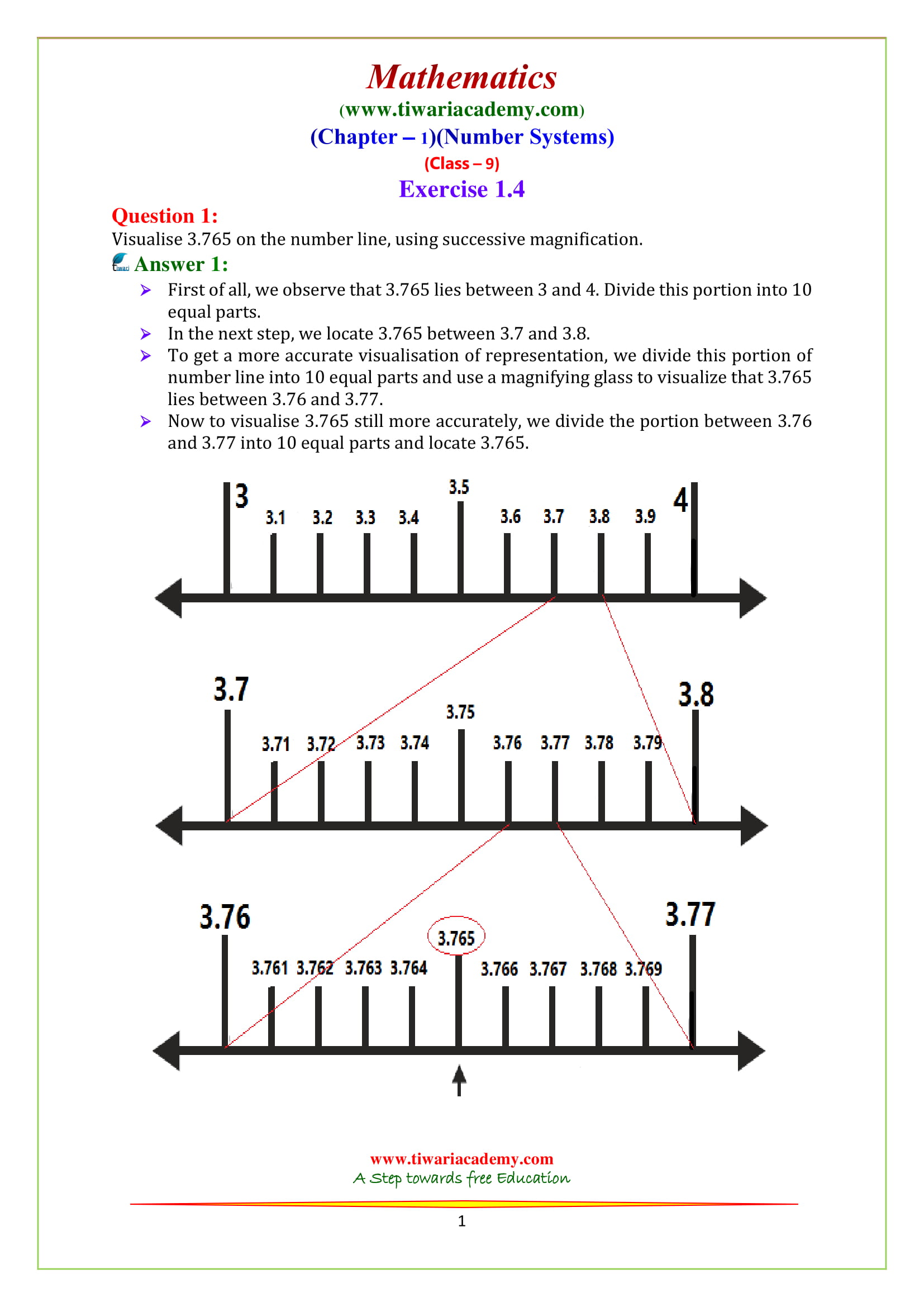 NCERT Solutions for Class 9 Chapter 1 Exercise 1.4