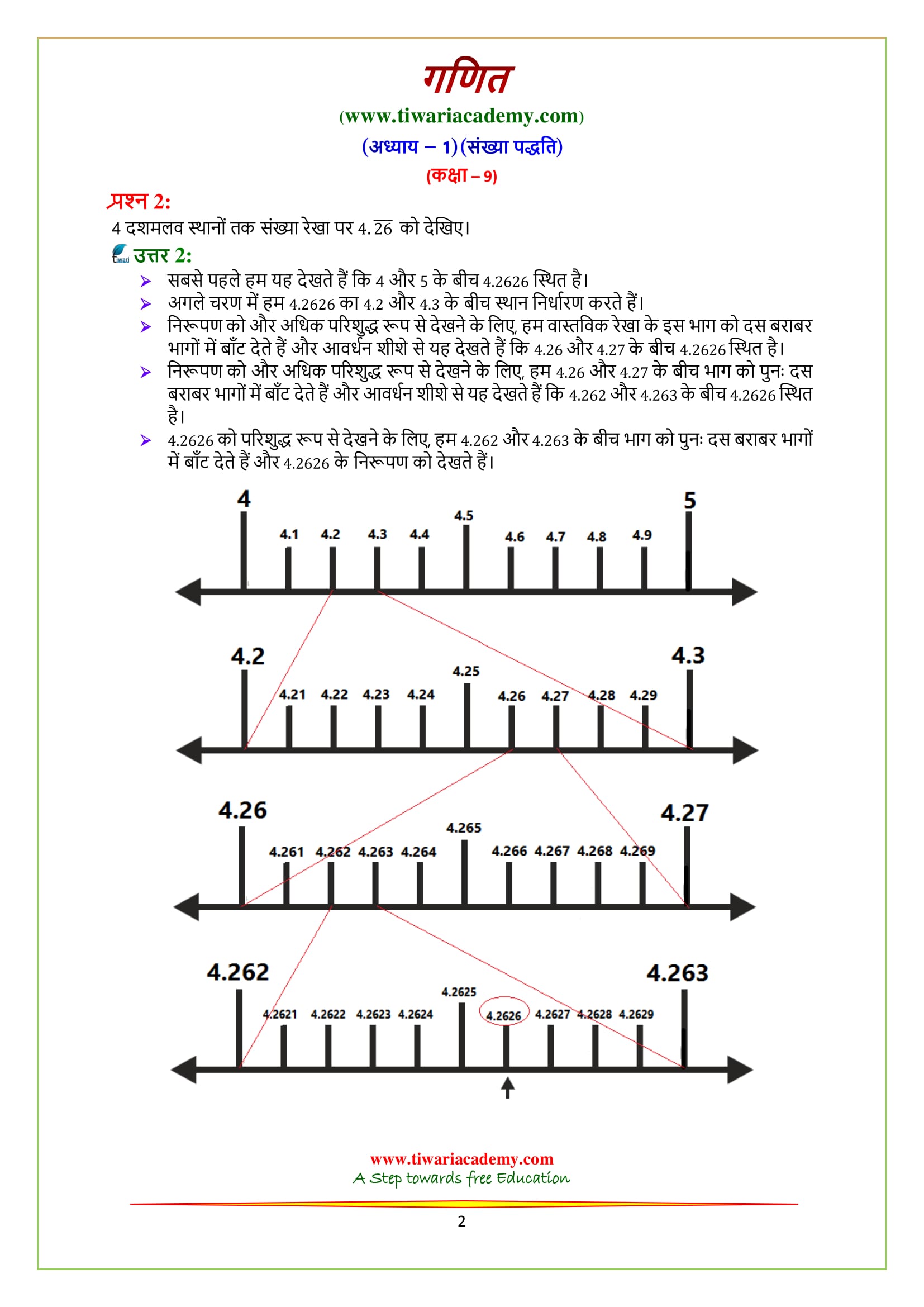 NCERT Solutions for Class 9 Chapter 1 Exercise 1.4 in Hindi download