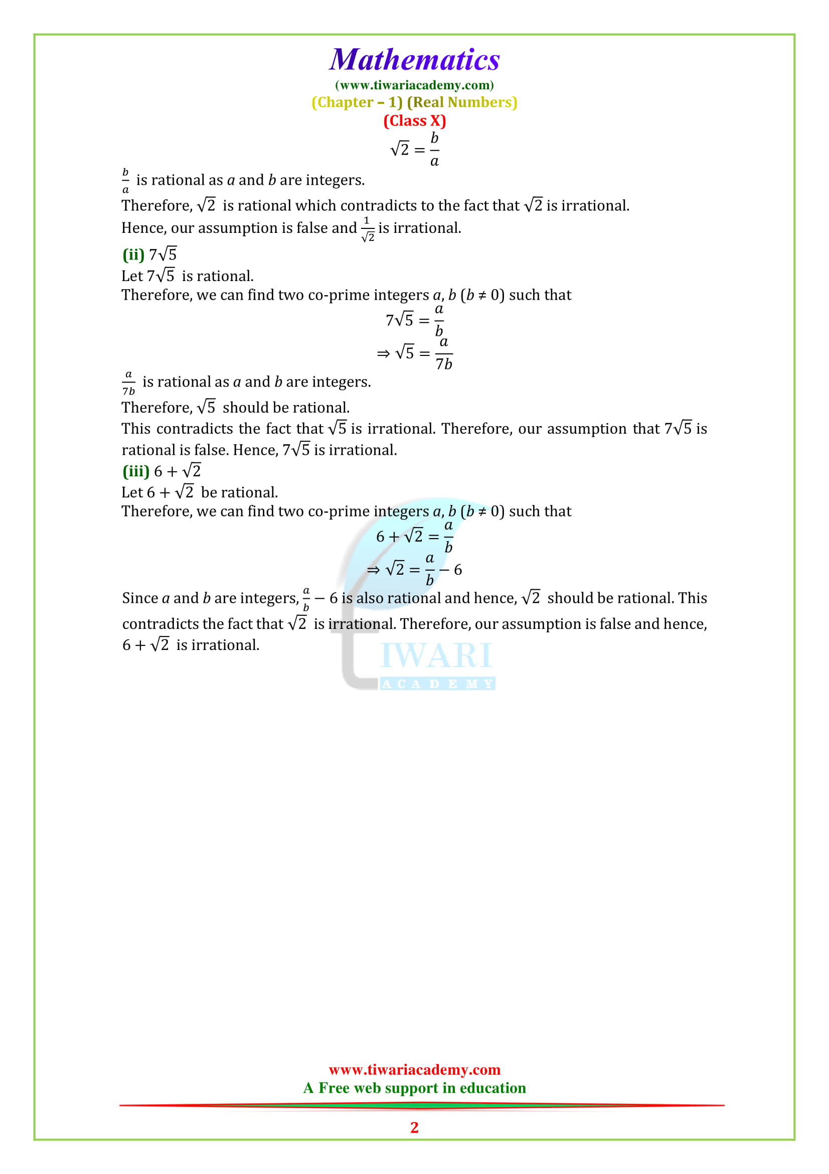 NCERT Solutions for class 10 Maths Chapter 1 Exercise 1.3 in english PDF file