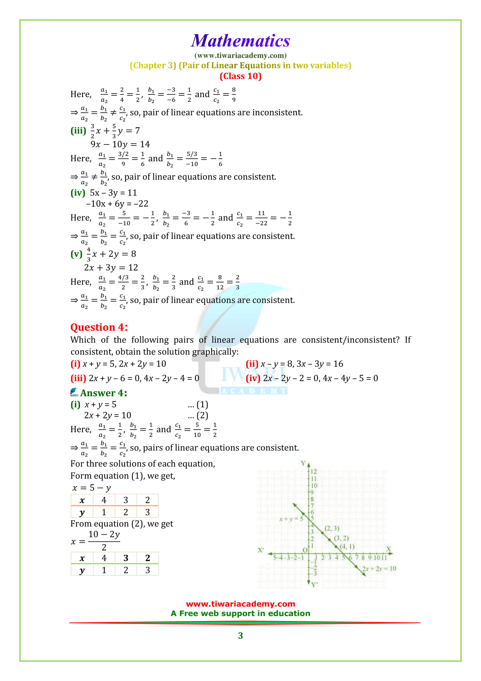 NCERT Solutions for class 10 Maths Chapter 3 Exercise 3.2 PDF