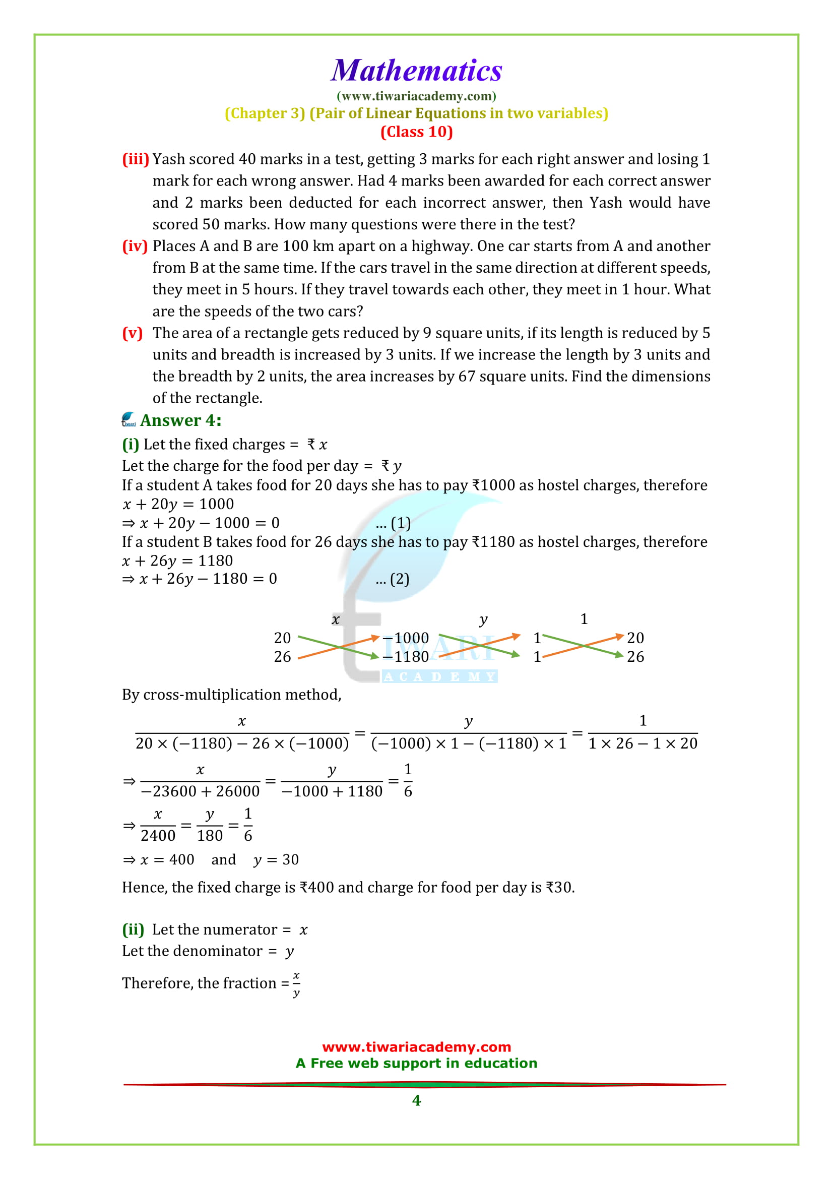 class 10 Maths Chapter 3 Exercise 3.5 in English