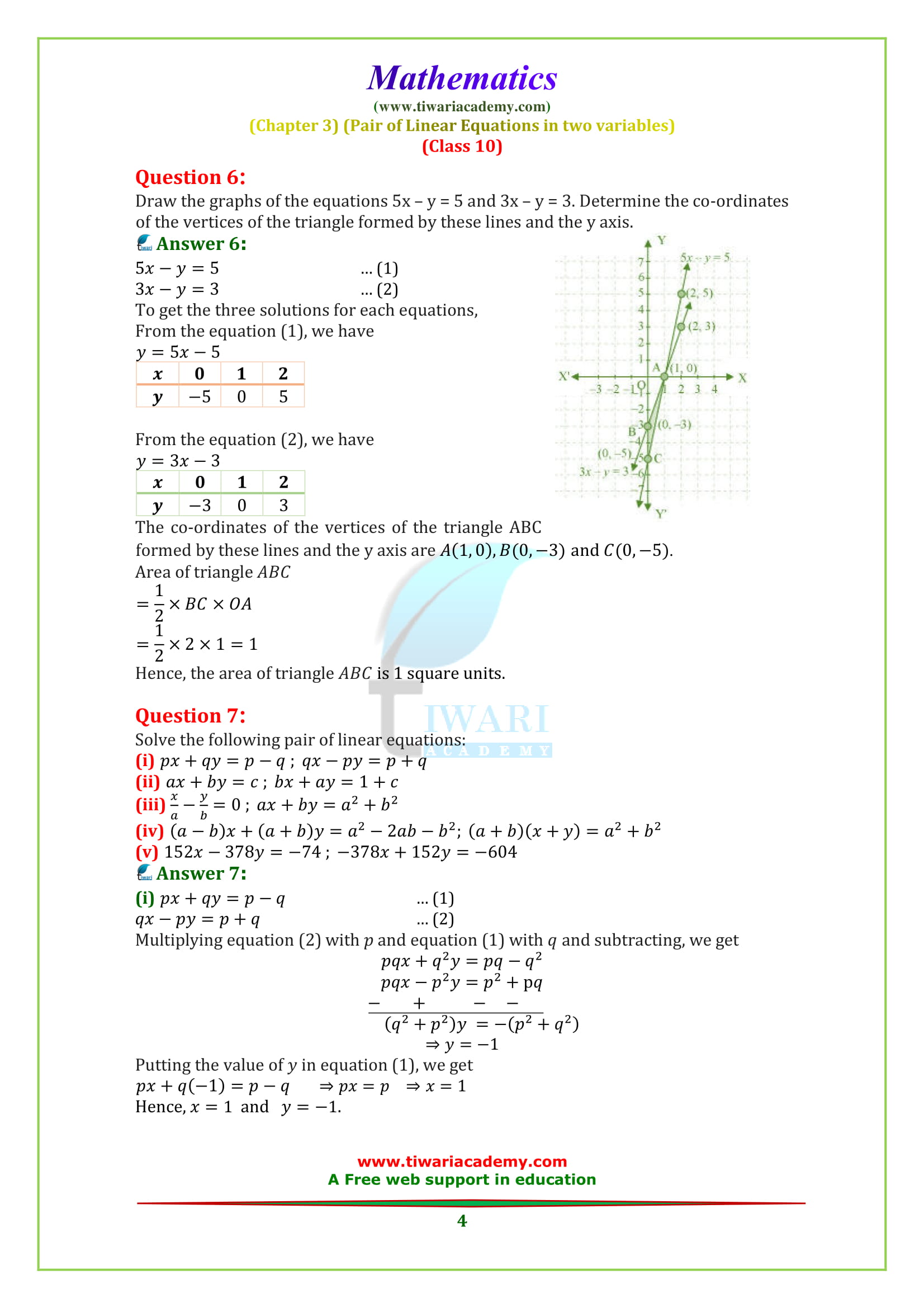 NCERT Solutions for class 10 Maths Chapter 3 optional Exercise 3.7 in English in pdf