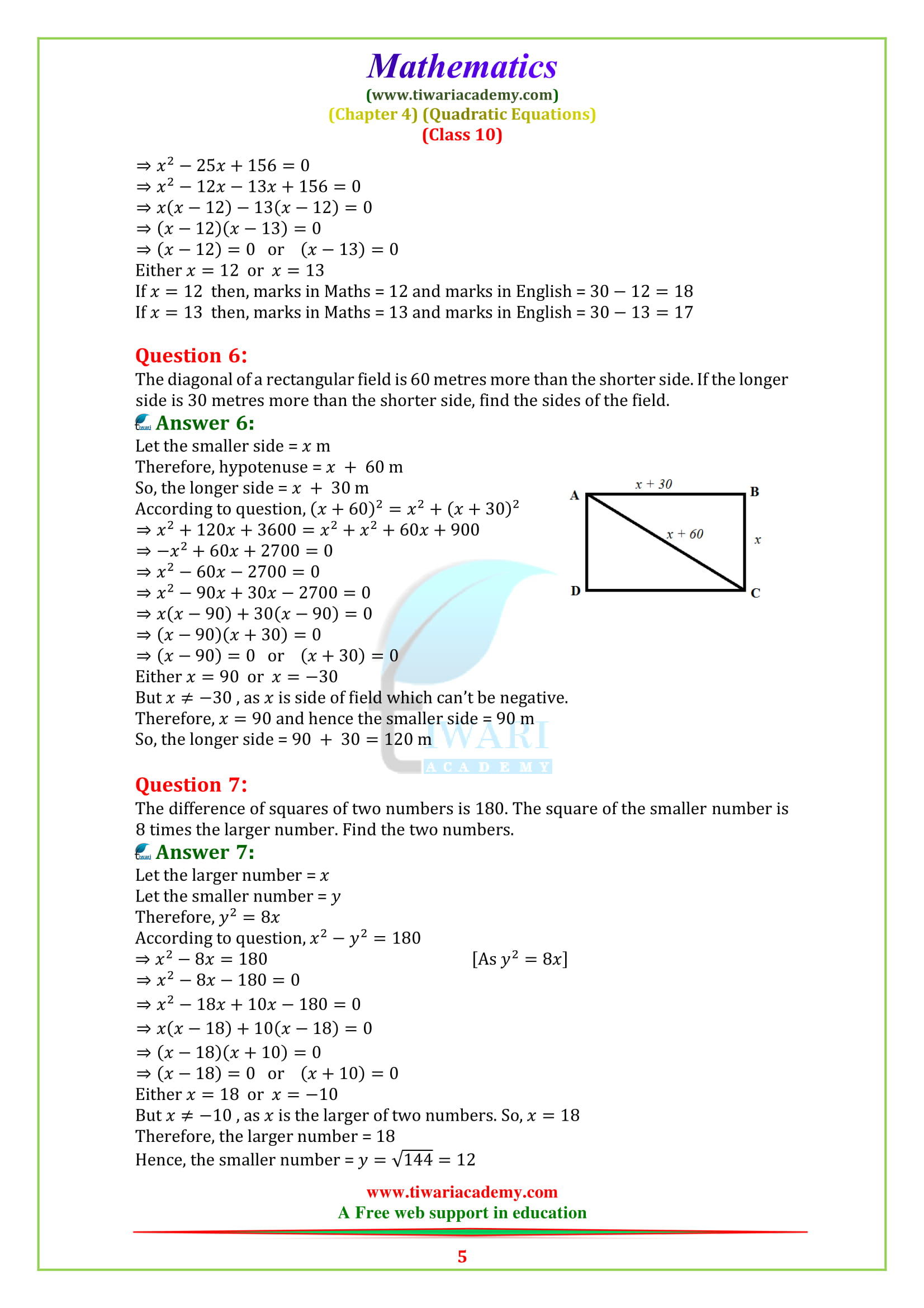 Class 10 Maths Chapter 4 Exercise 4.3 in English