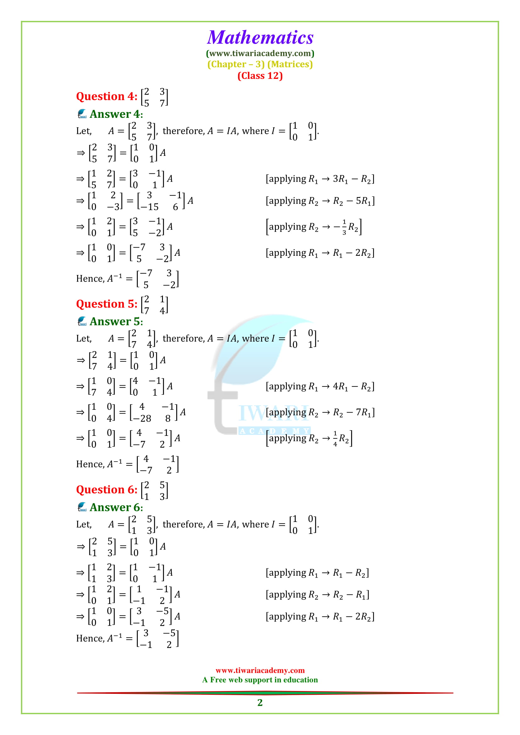 NCERT Solutions for Class 12 Maths Chapter 3 Exercise 3.4 in English medium