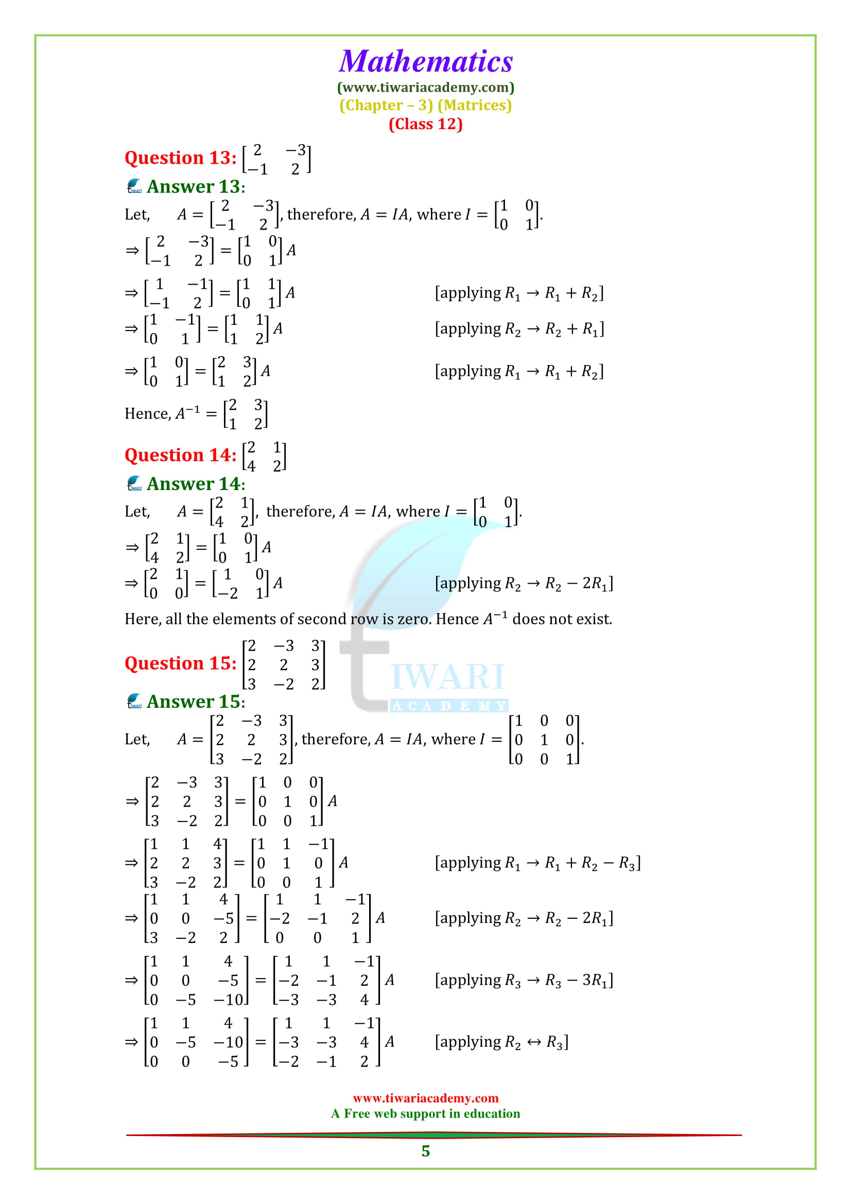 NCERT Solutions for Class 12 Maths Chapter 3 Exercise 3.4 Question 9, 10, 11, 12, 13, 14