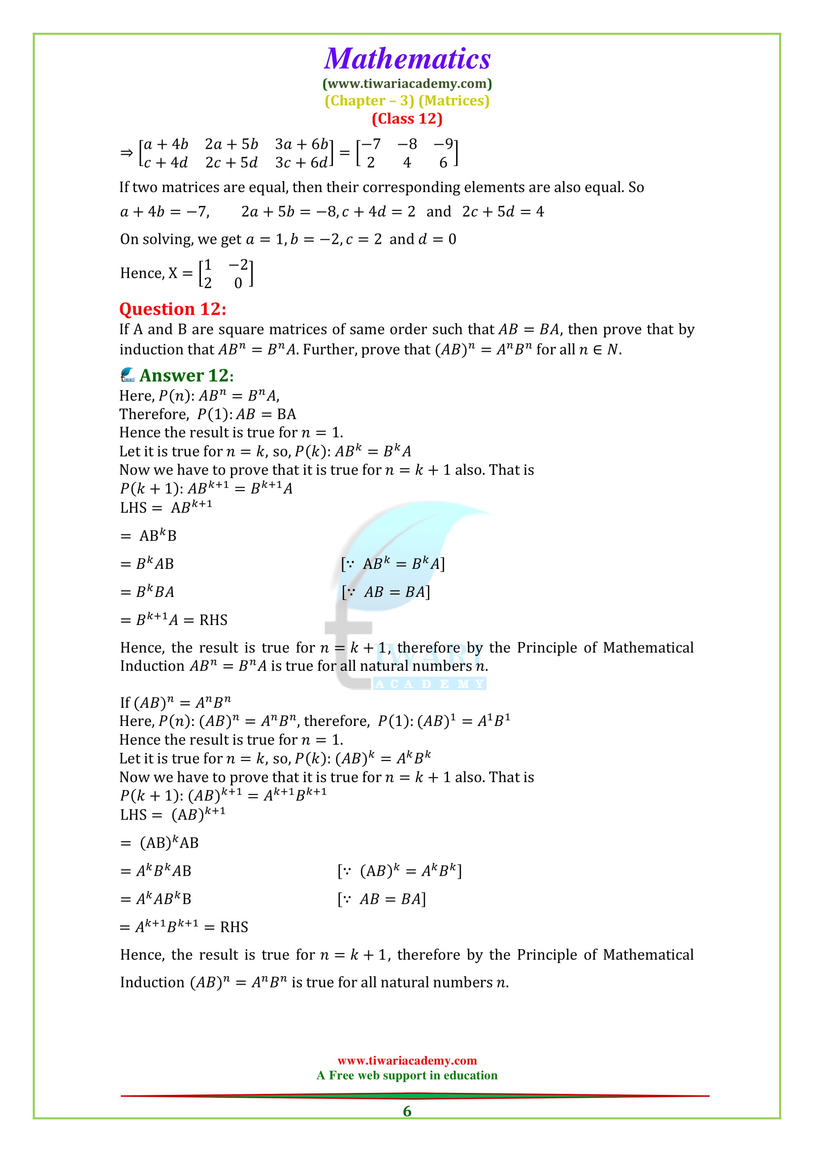 Class 12 Maths Chapter 3 Miscellaneous Exercise 3 Matrices Solutions Question 1, 2, 3, 4, 5, 6, 7, 8