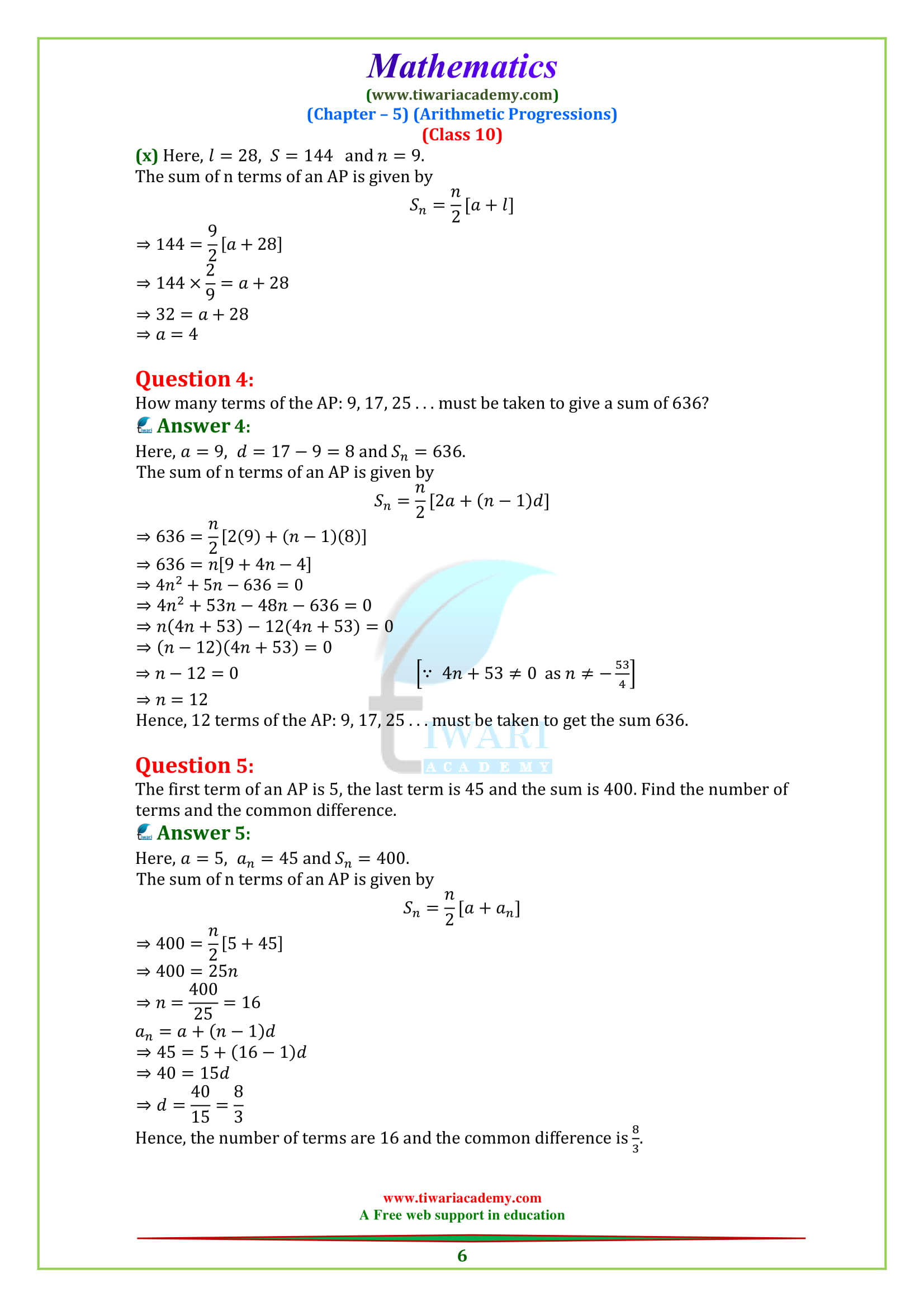 Ncert Solutions For Class 10 Maths Chapter 5 Exercise 5 3 Ap In Pdf