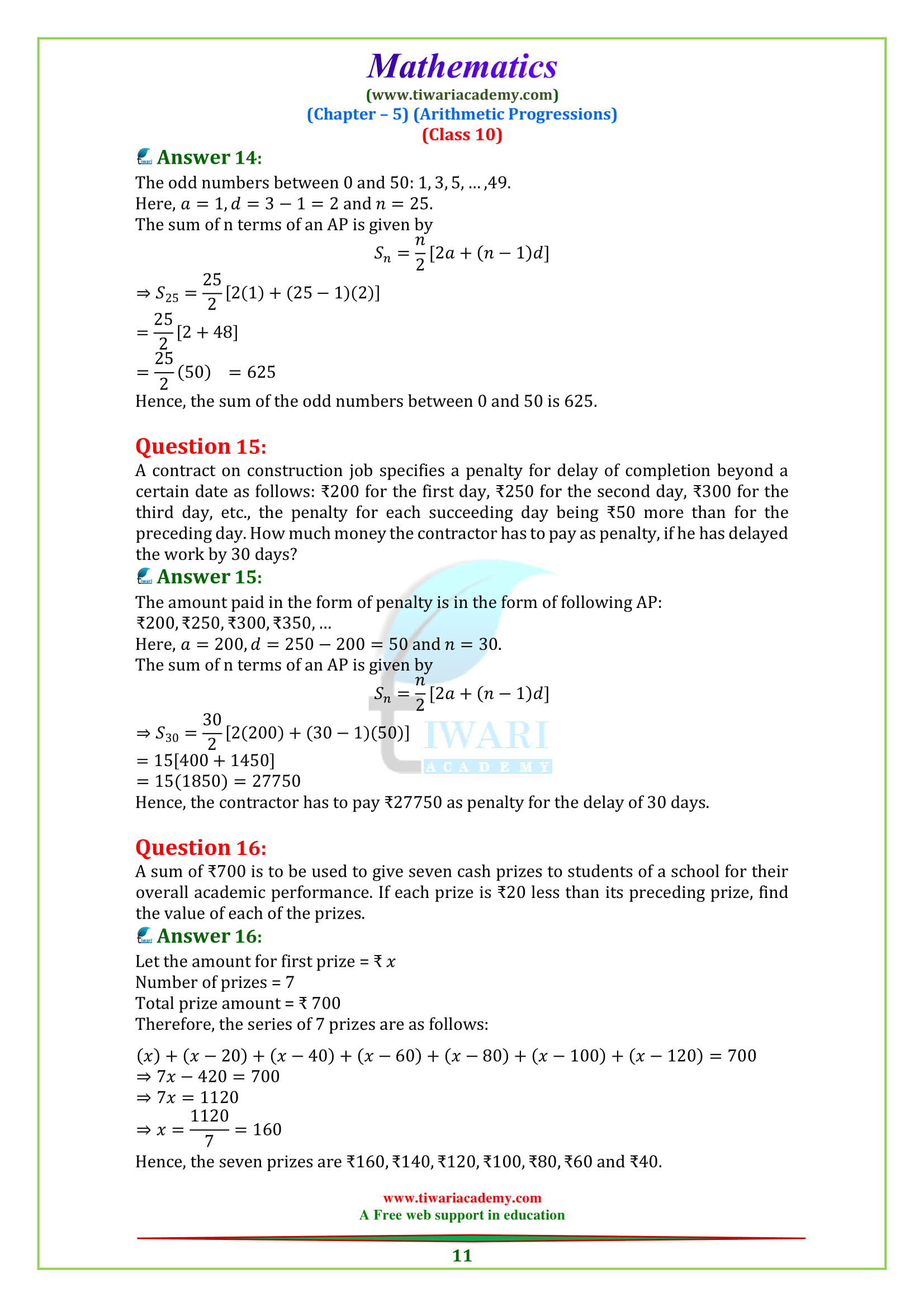 Class 10 Maths Chapter 5 Exercise 5.3 Solutions of all question in English