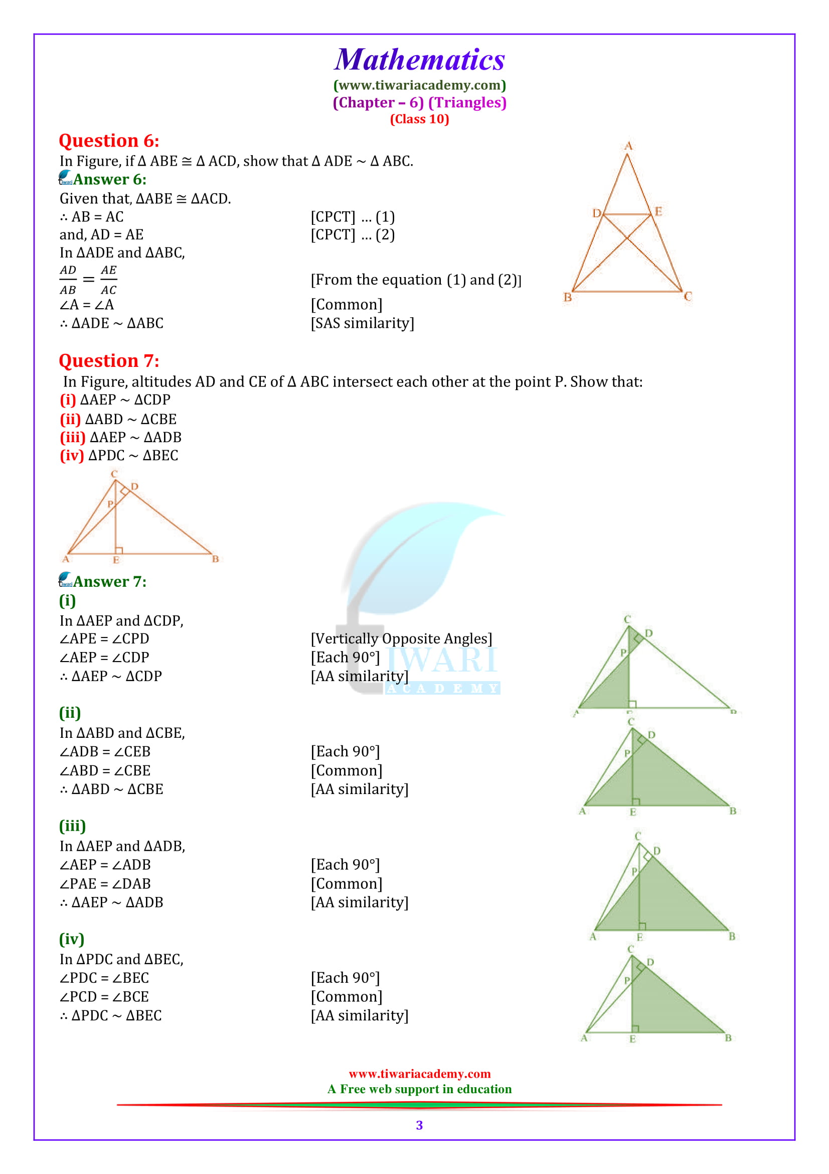 Ncert solutions for class 10 maths chapter 6 exercise 6 3 triangles
