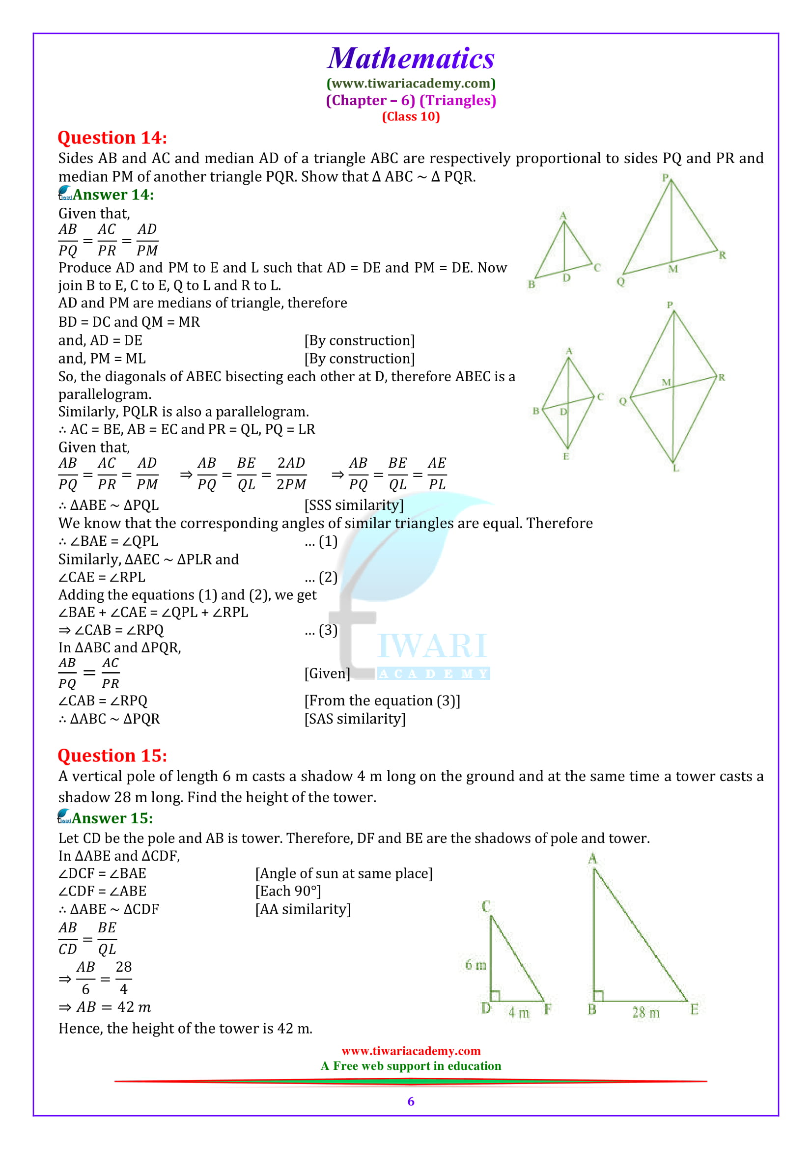 Class 10 Maths Chapter 6 Exercise 6.3