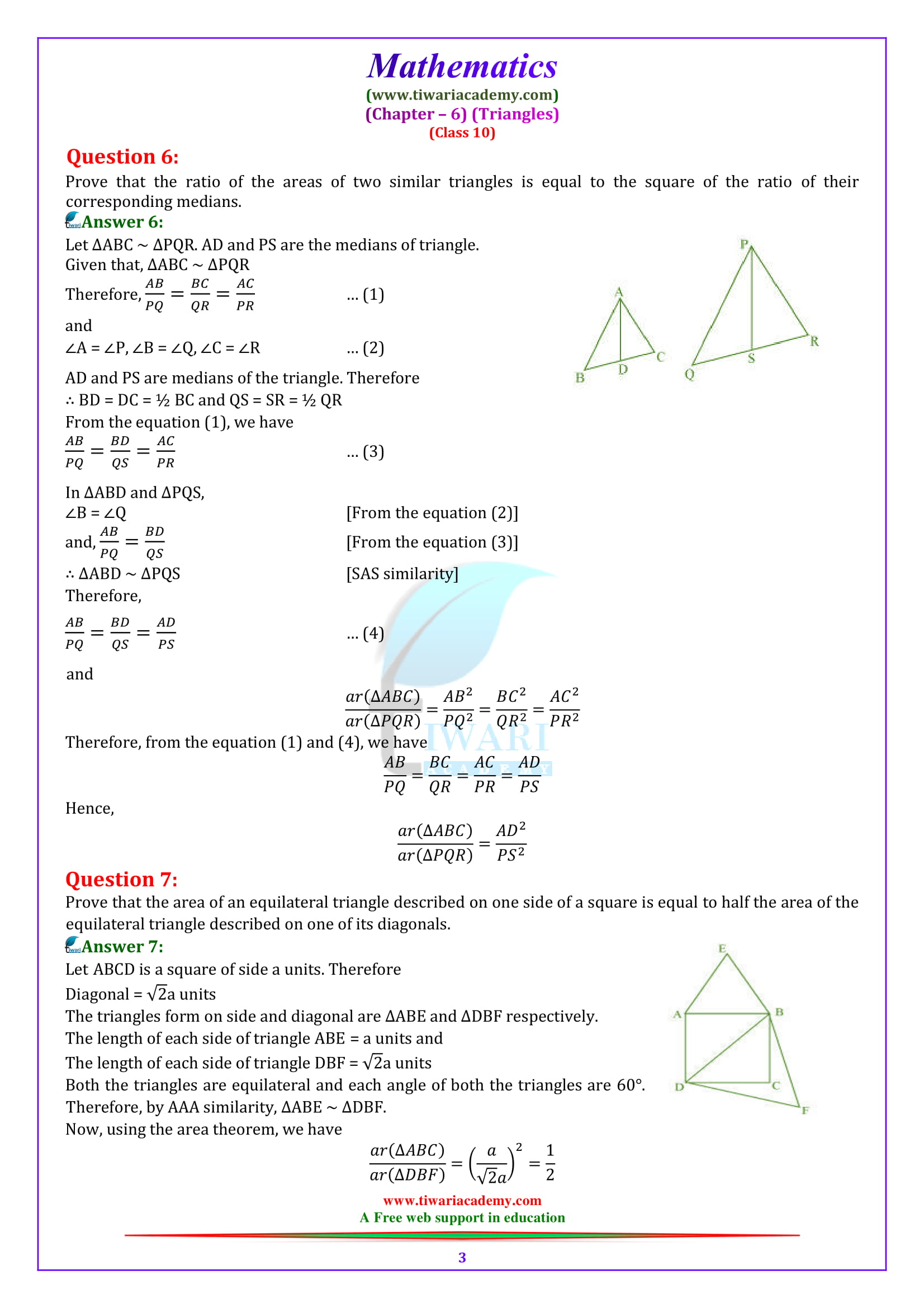 NCERT Solutions for Class 10 Maths Chapter 6 Exercise 6.4 triangles updated for 2018-19