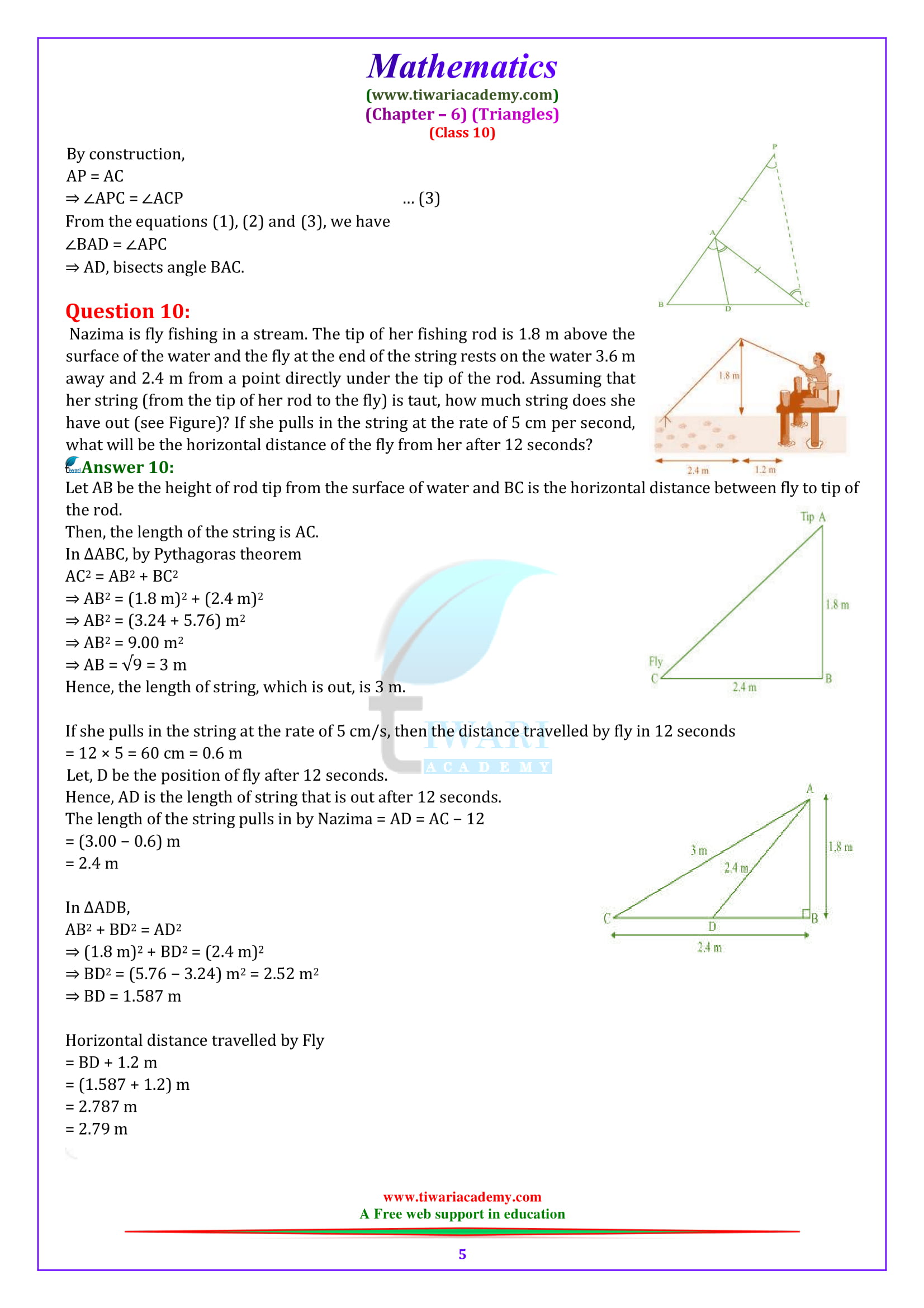 10 Maths Optional exercise 6.6 Triangles free in PDF for cbse and up board