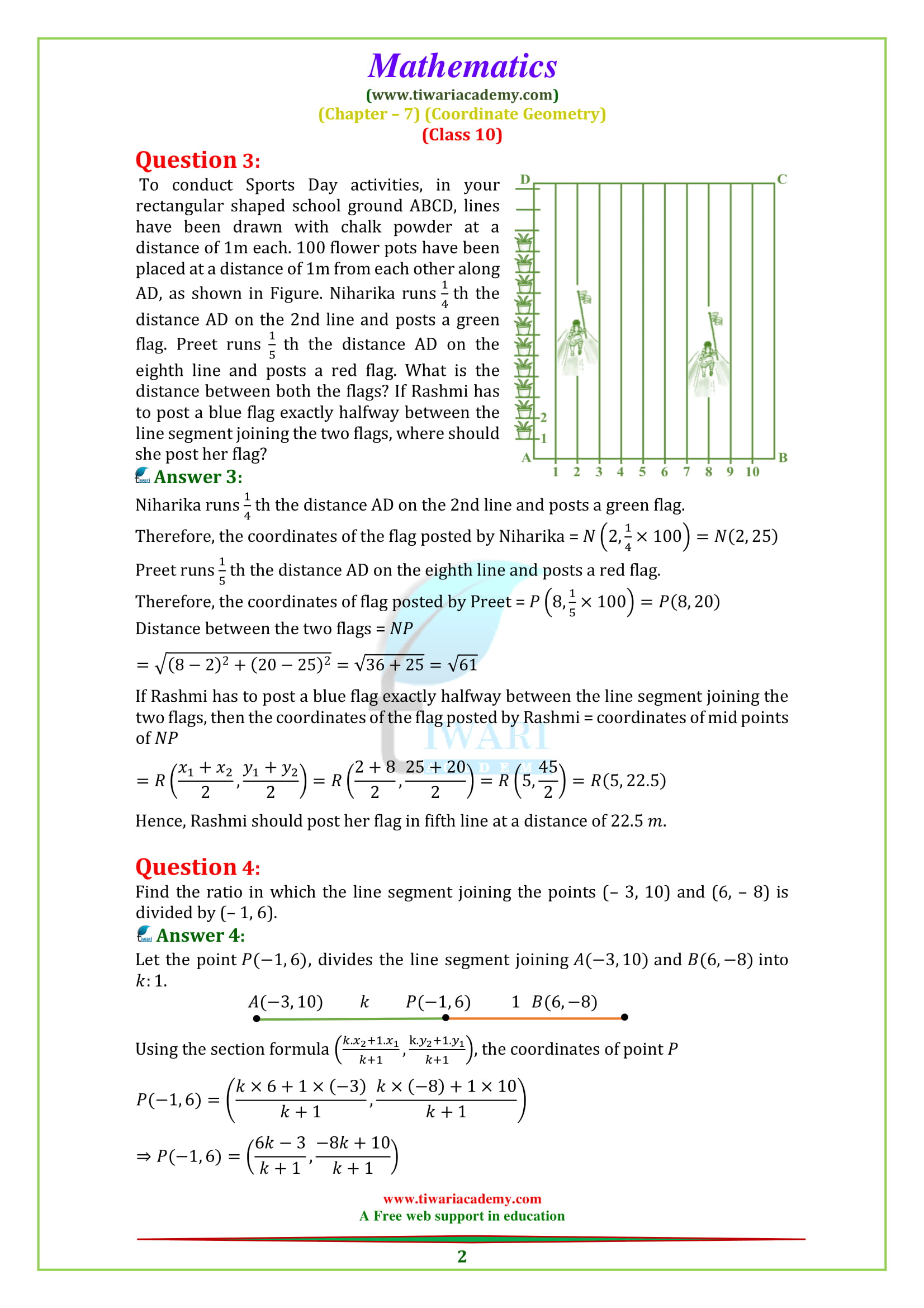 NCERT Solutions for Class 10 Maths Chapter 7 Exercise 7.2 Question 1, 2, 3, 4, 5, 6, 7, 8, 9, 10