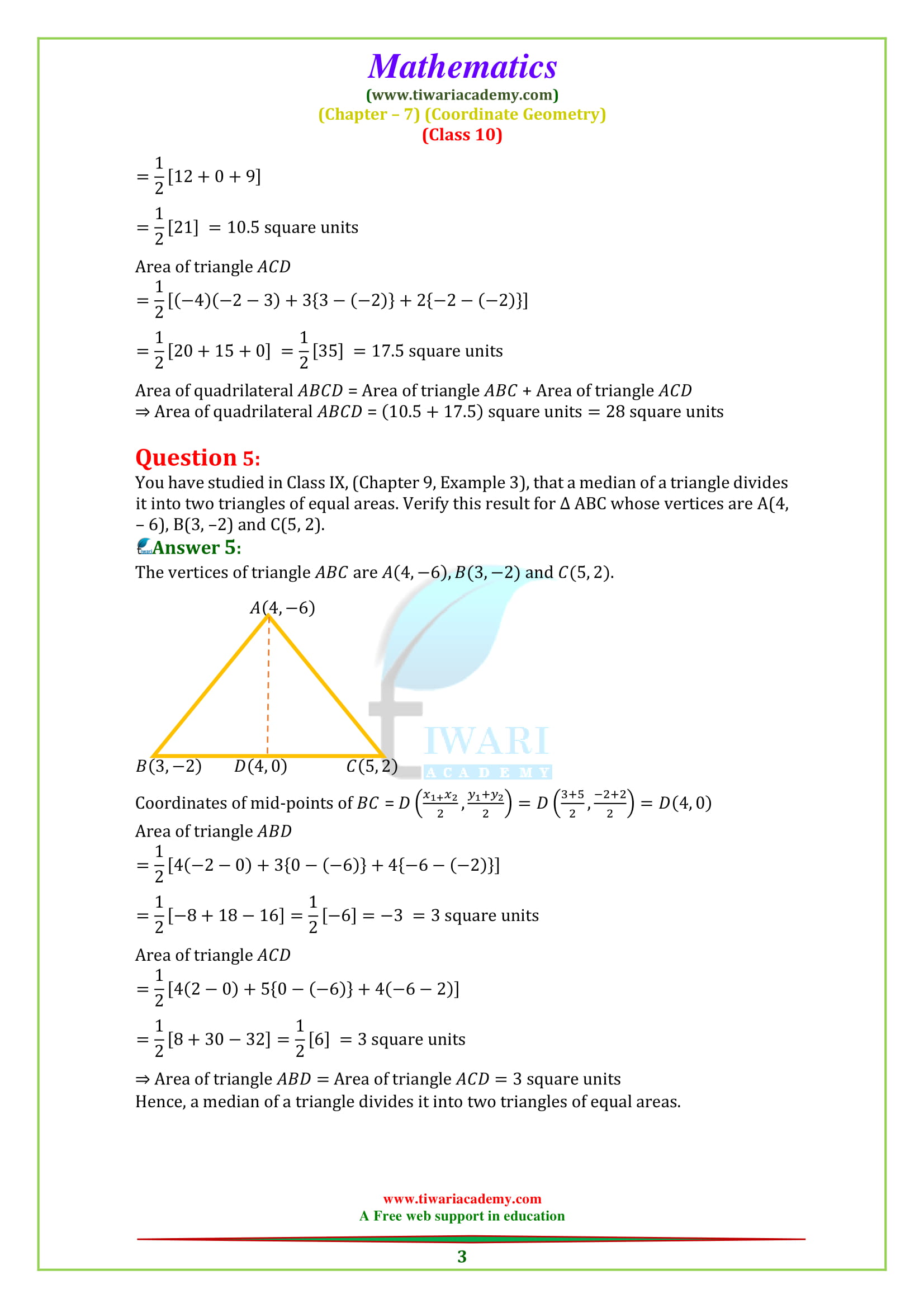 NCERT Solutions for Class 10 Maths Chapter 7 Exercise 7.3 Coordinate Geometry for CBSE, UP Board session 2018-19.