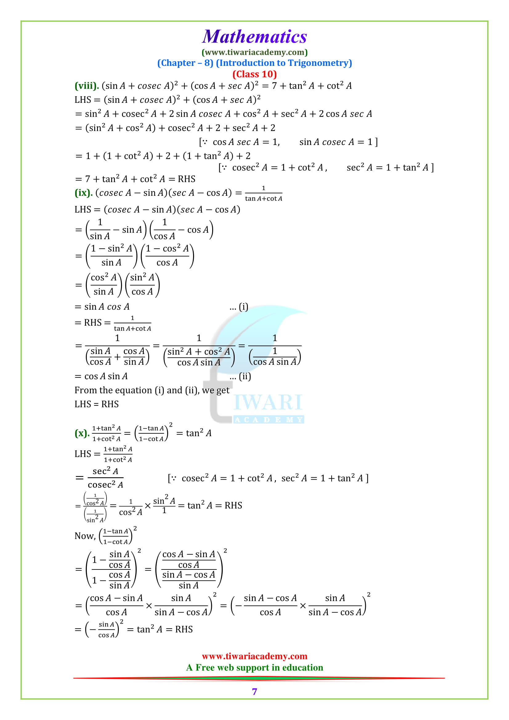 Class 10 Maths Chapter 8 Exercise 8.4 Question 5 Solutions in English PDF