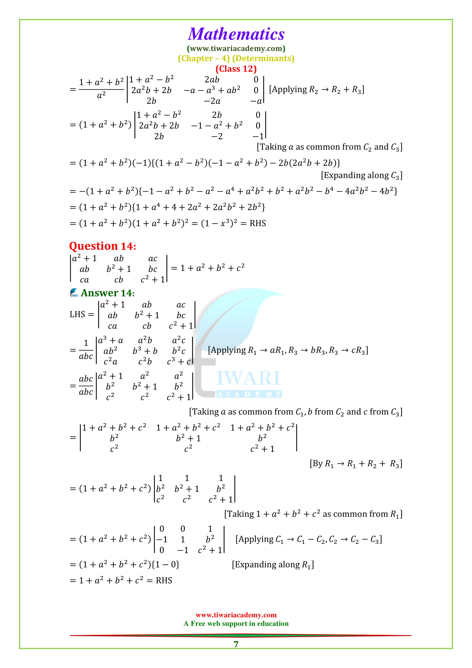 Class 12 Maths Exercise 4.2 Solutions Download in PDF