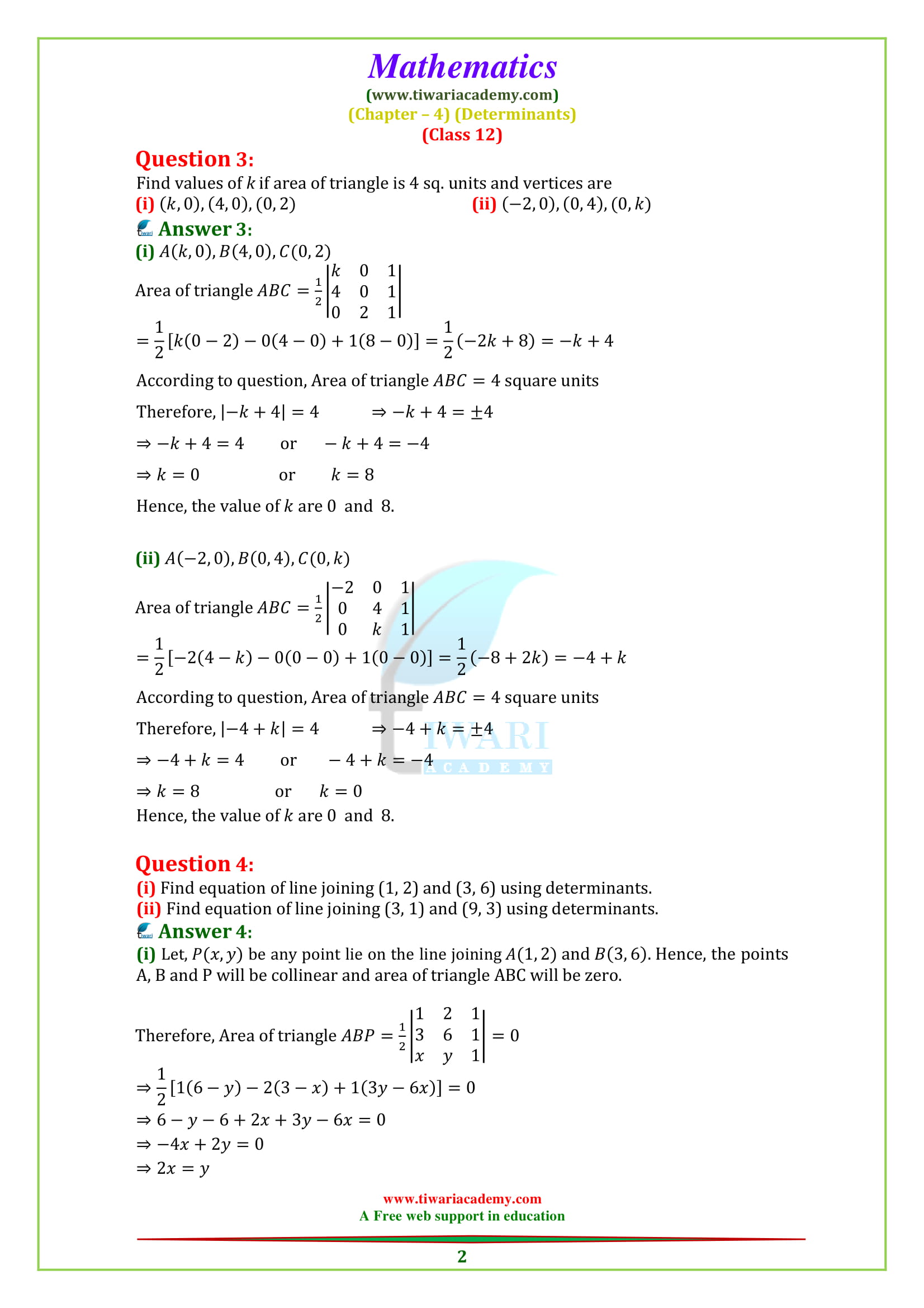 NCERT Solutions for Class 12 Maths Chapter 4 Exercise 4.3 Determinants in English medium PDF