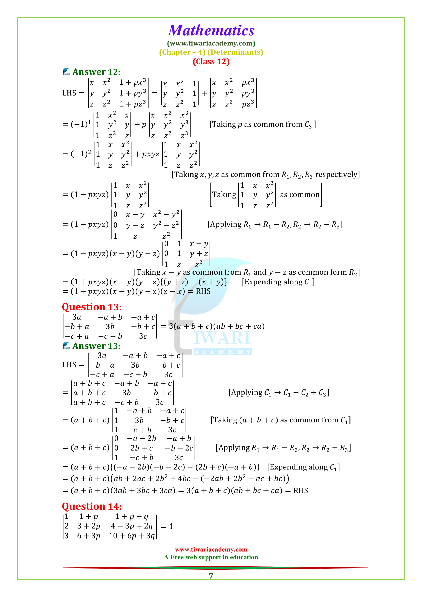 12 Maths chapter 4 guide in English free