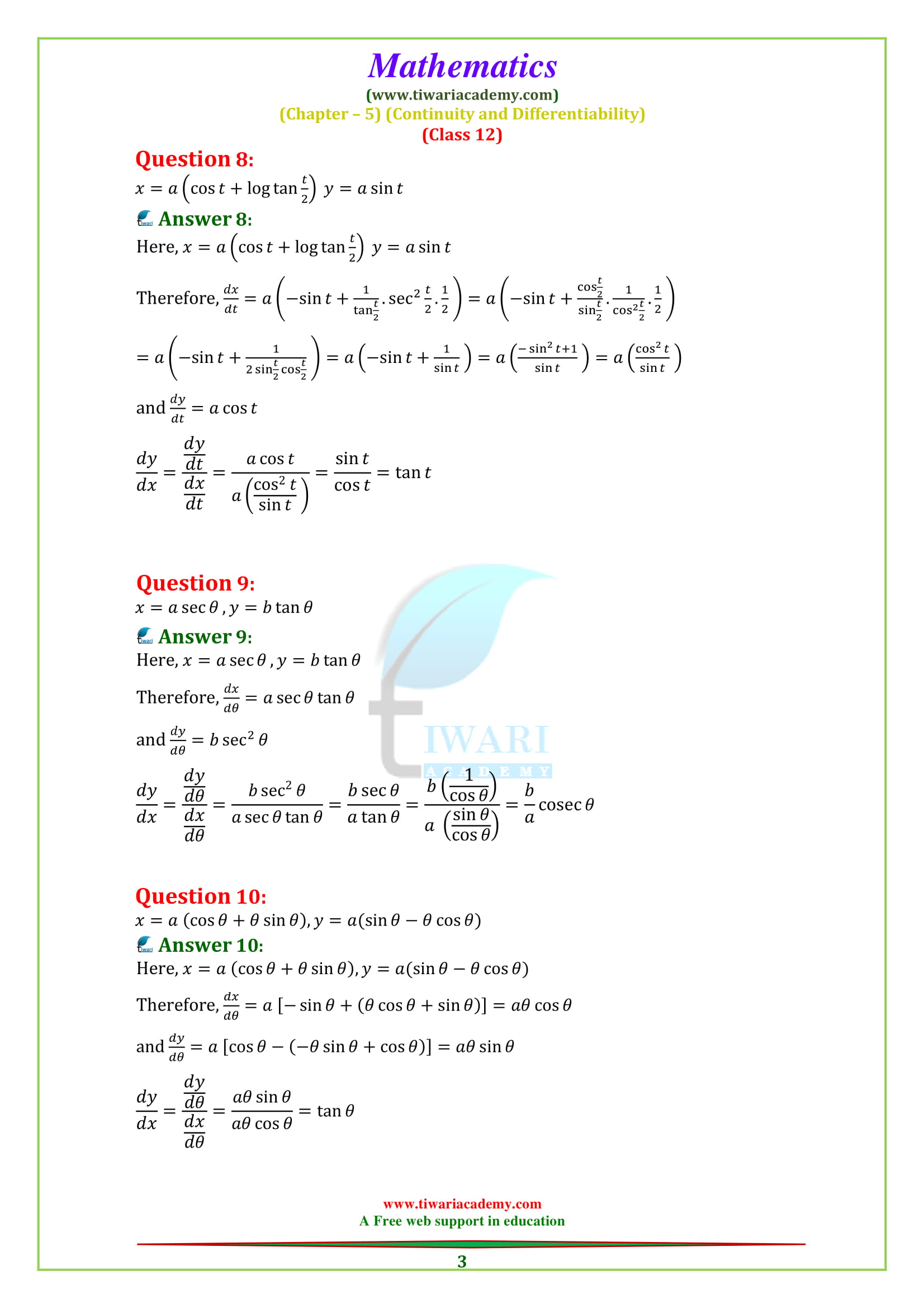 NCERT Solutions for Class 12 Maths Chapter 5 Exercise 5.6 for 2022-23