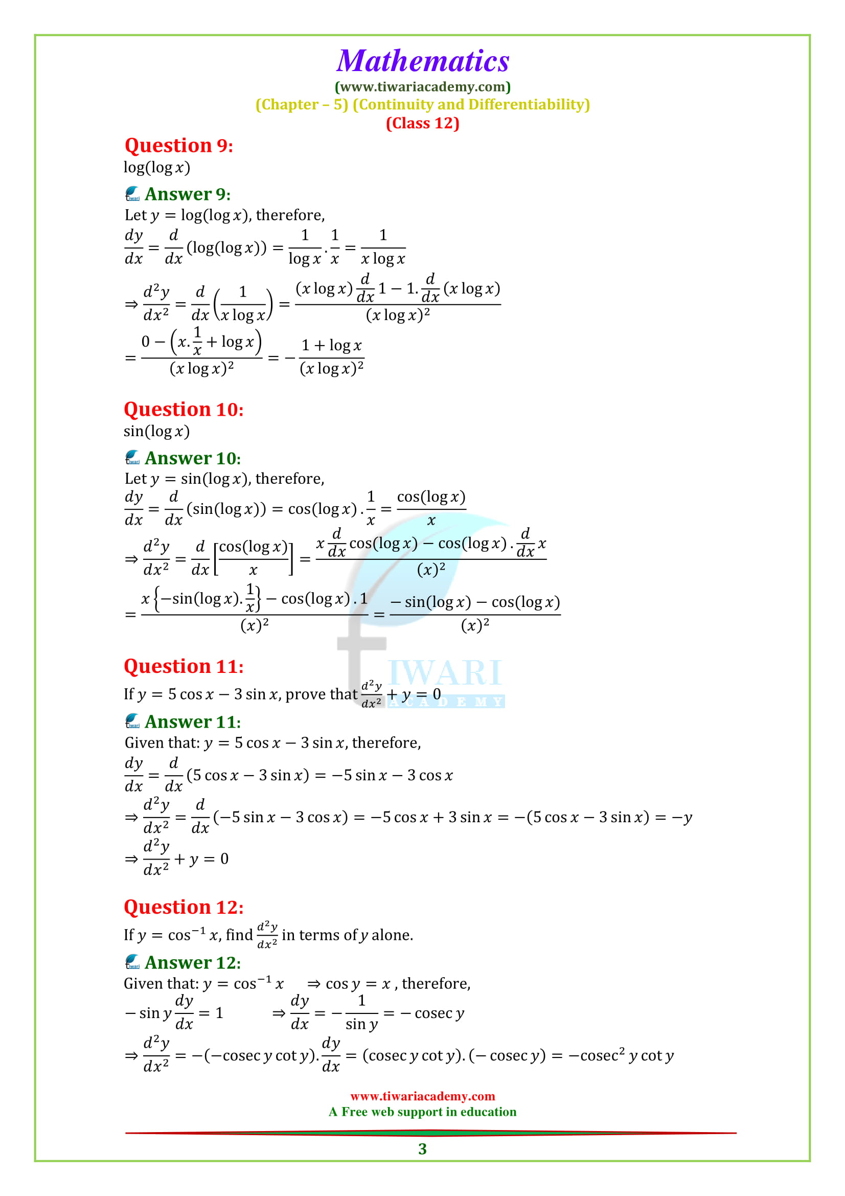 NCERT Solutions for Class 12 Maths Chapter 5 Exercise 5.7 Continuity for CBSE and UP Board students