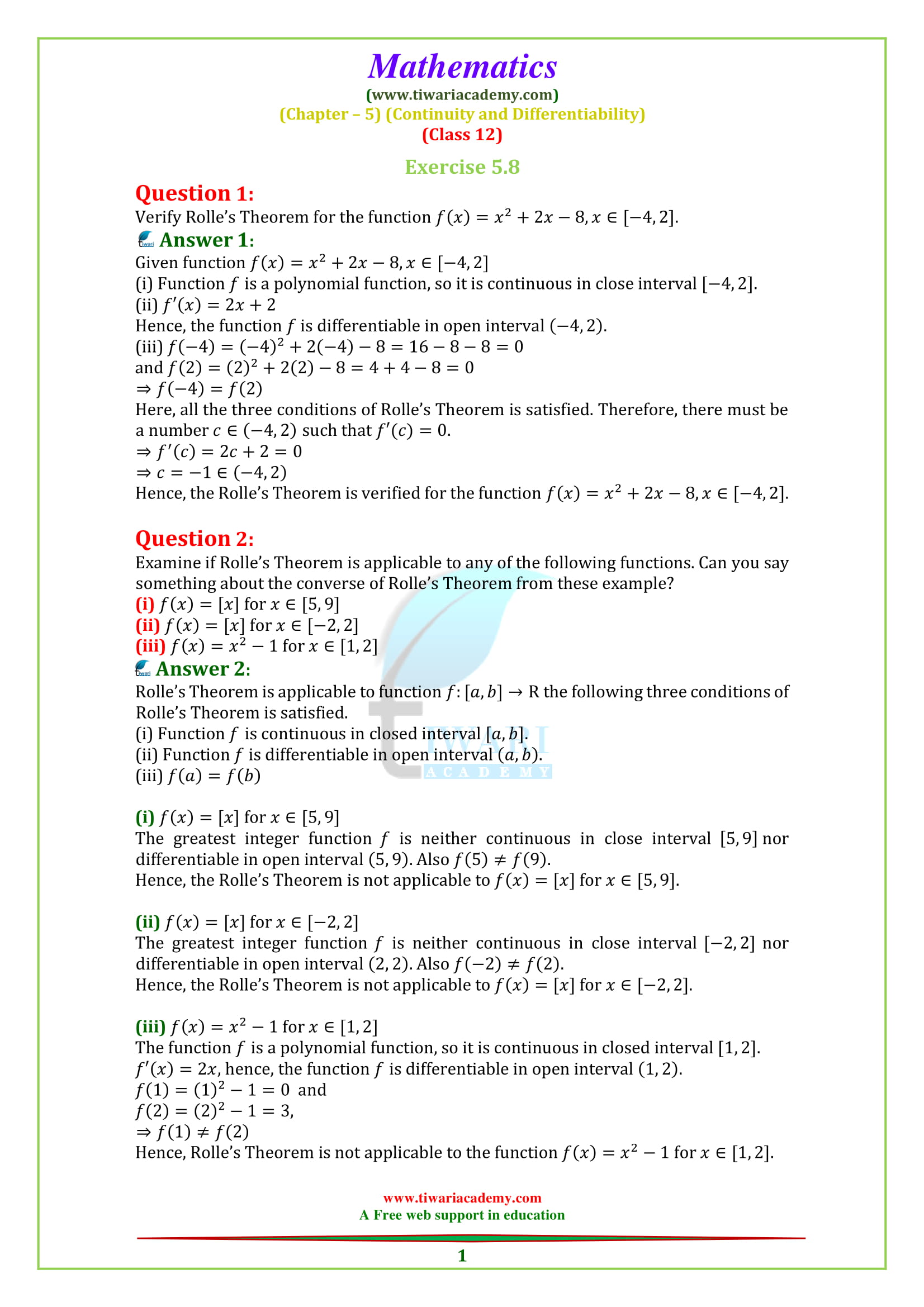 12th Maths 5.8 solutions