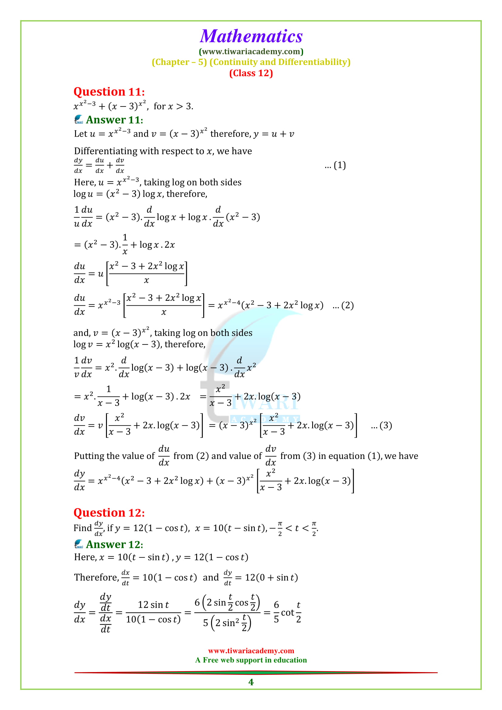Class 12 Maths Chapter 5 Miscellaneous Exercise 5 Sols in English medium for 2018-19
