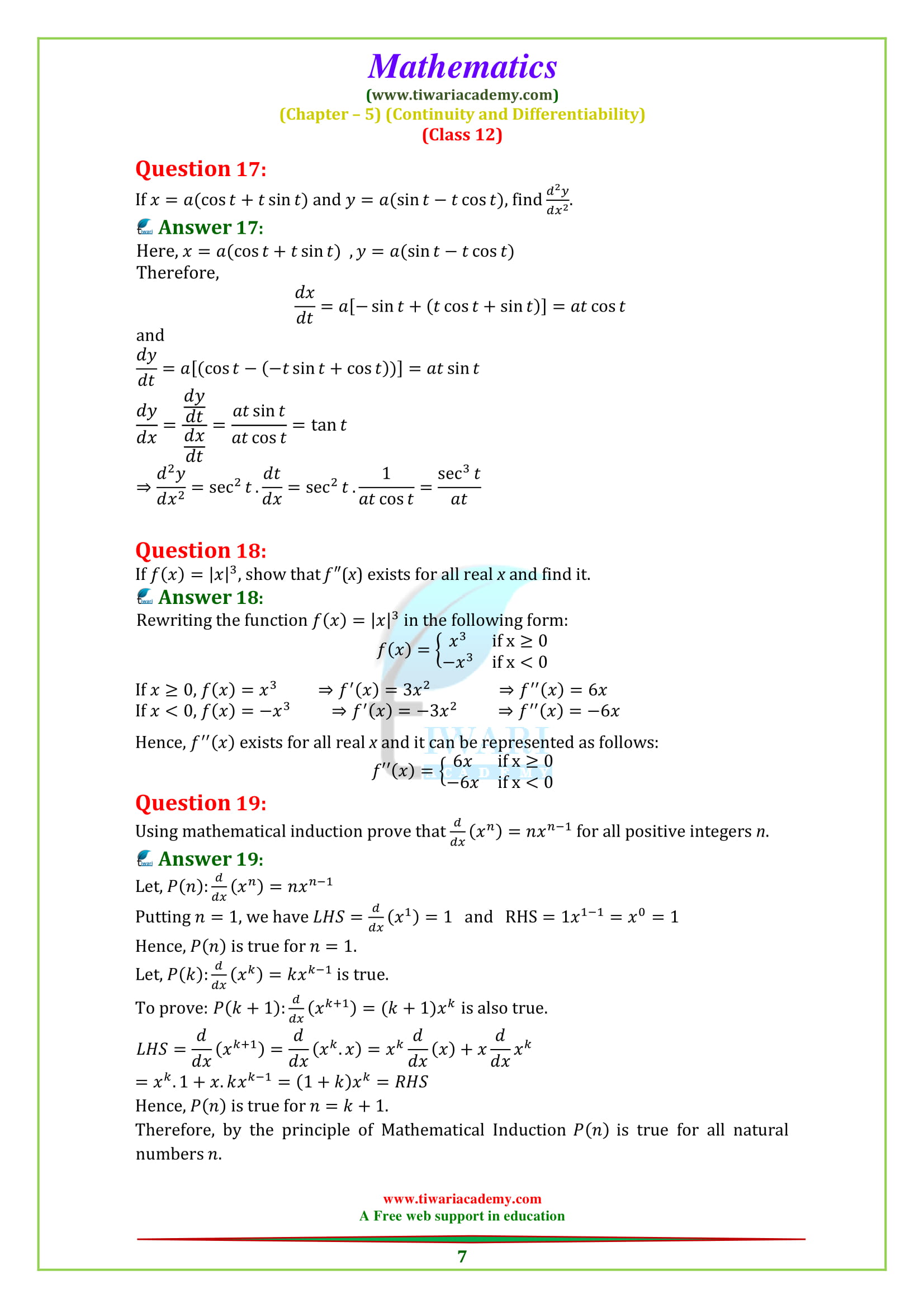 Class 12 Maths Chapter 5 Miscellaneous Ex all question answers