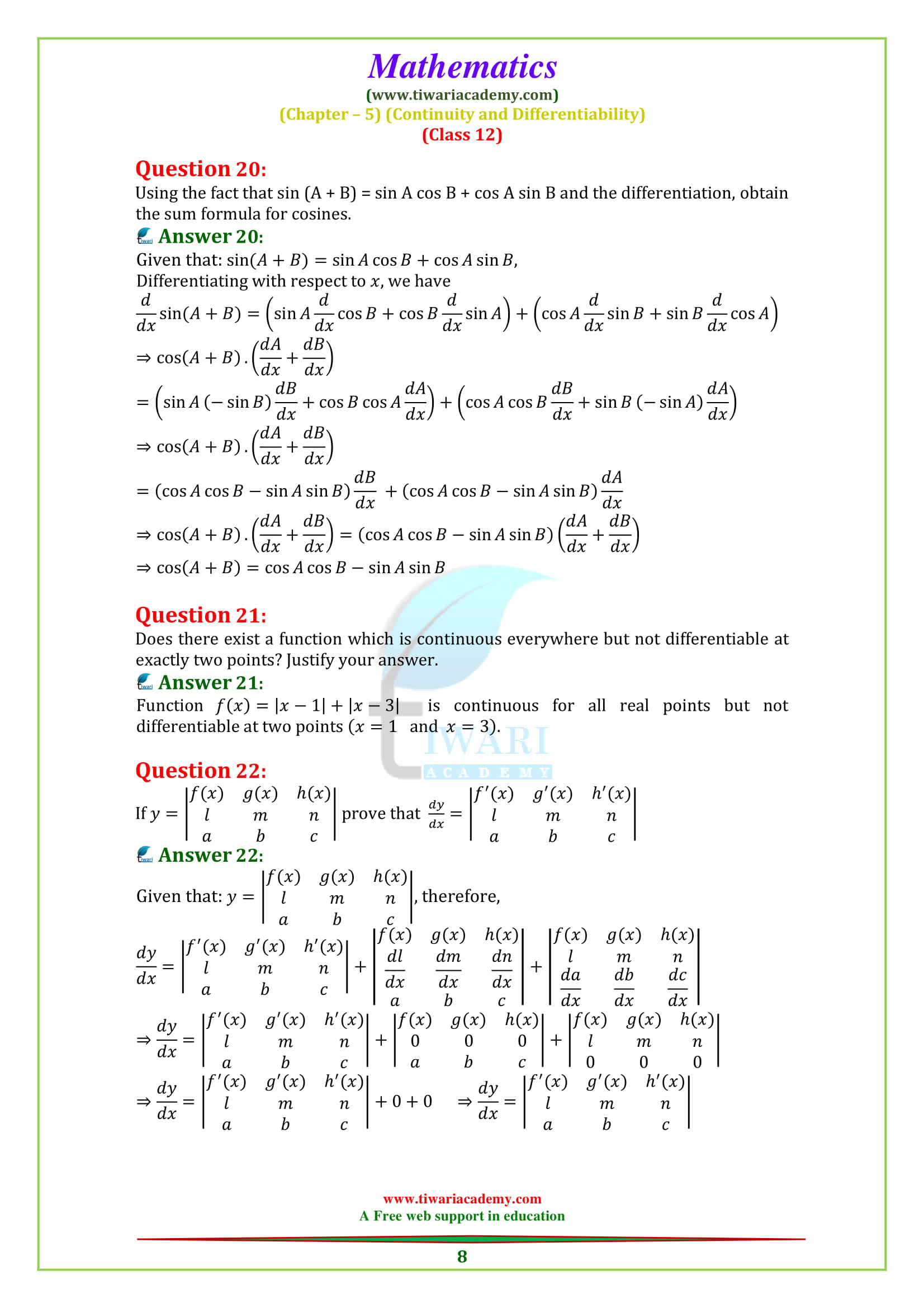 Class 12 Maths Chapter 5 Miscellaneous Ex sols in English complete
