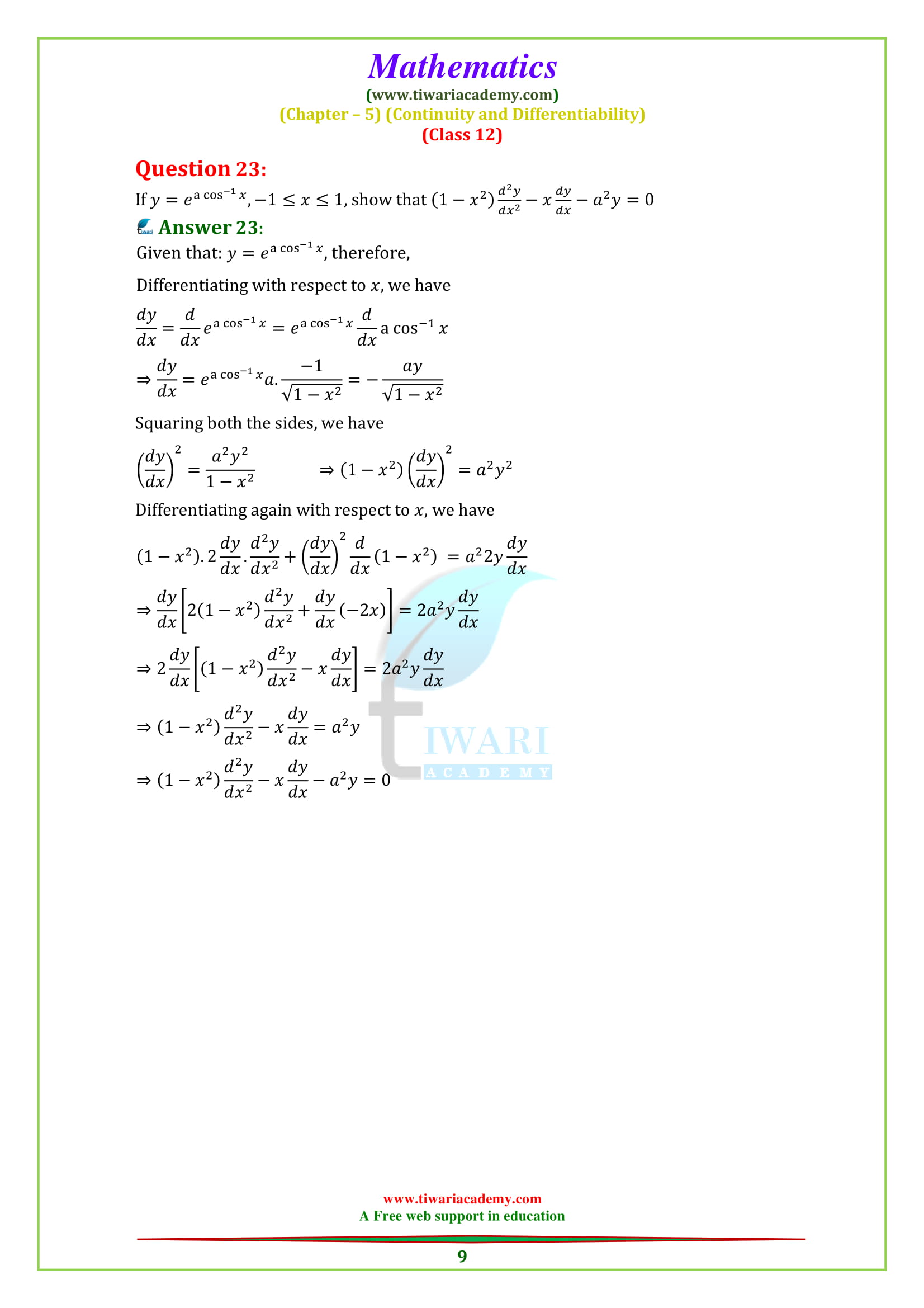 Class 12 Maths Chapter 5 Miscellaneous solutions in English