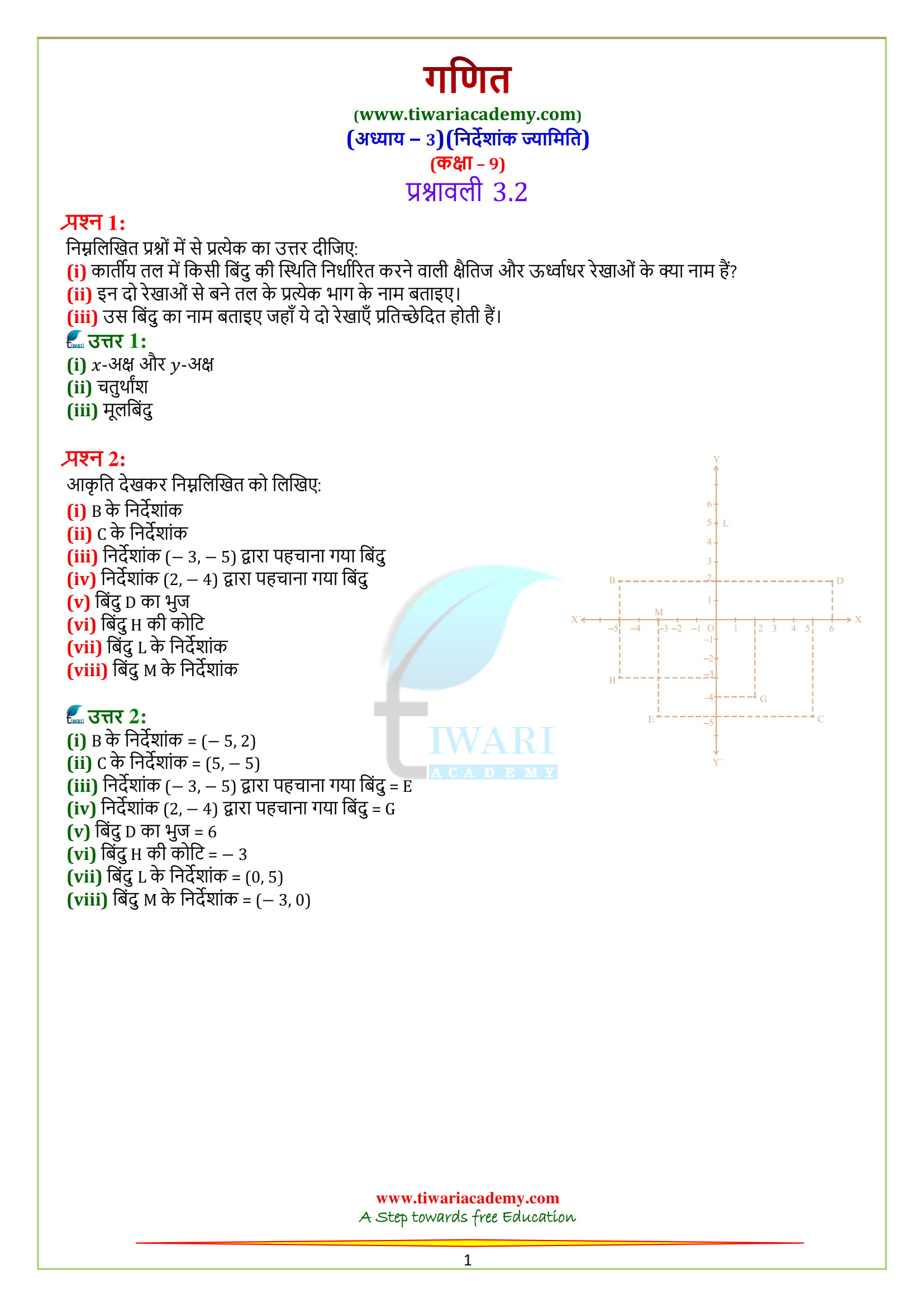Ncert Solutions For Class 9 Maths Exercise 3 2 Coordinate Geometry Ncert Solutions For Class 9 Maths Exercise 3 2 Coordinate Geometry