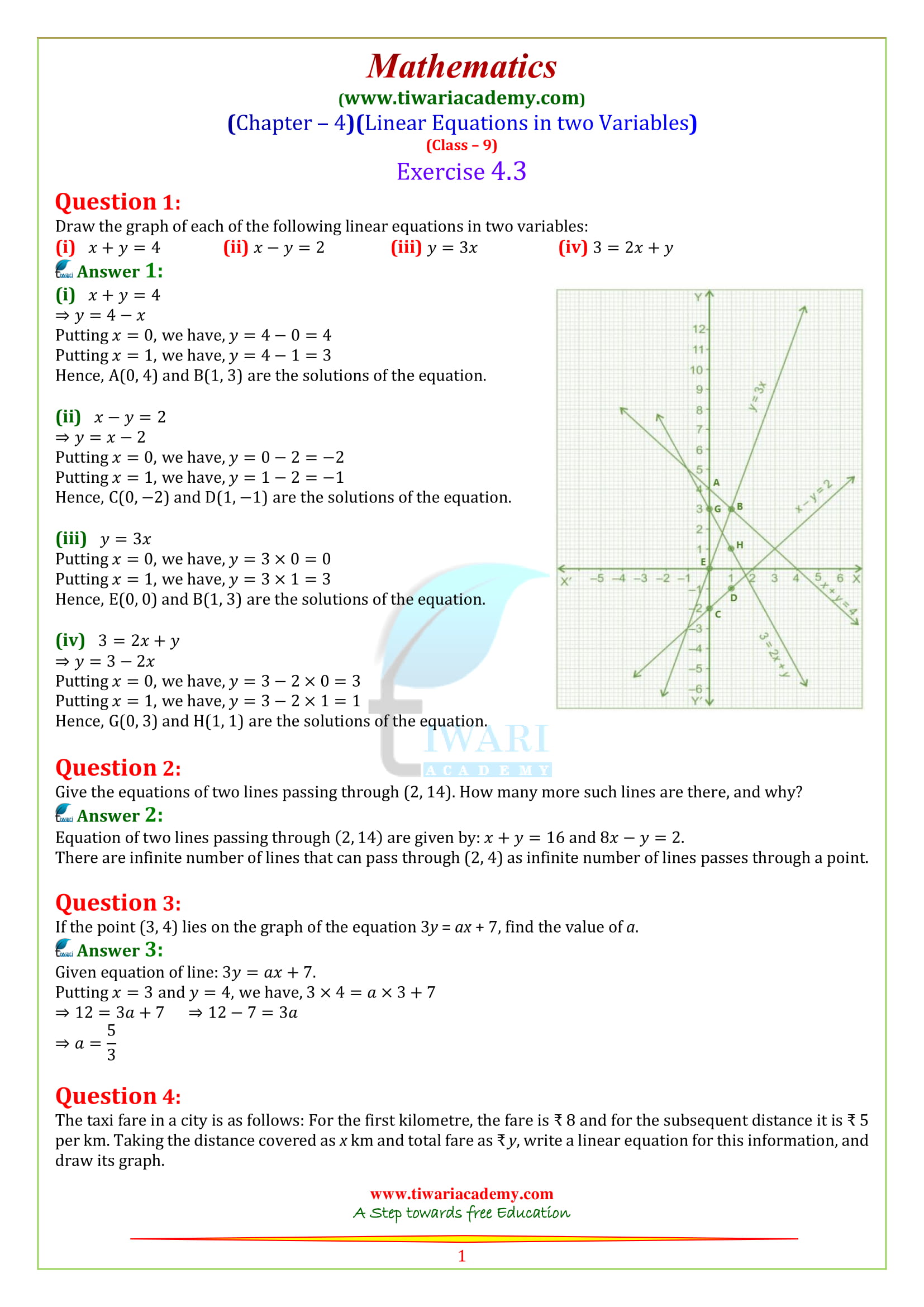 Exercise 4.3 class 9 Maths solutions in English