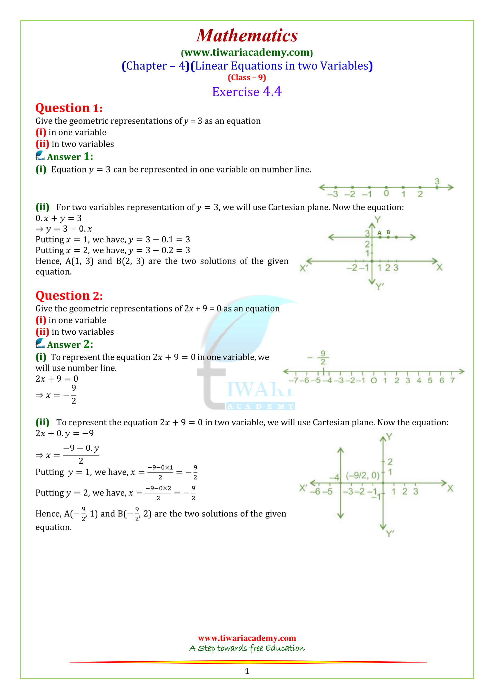 NCERT Solutions for Class 9 Maths Chapter 4 Exercise 4.4 in English medium