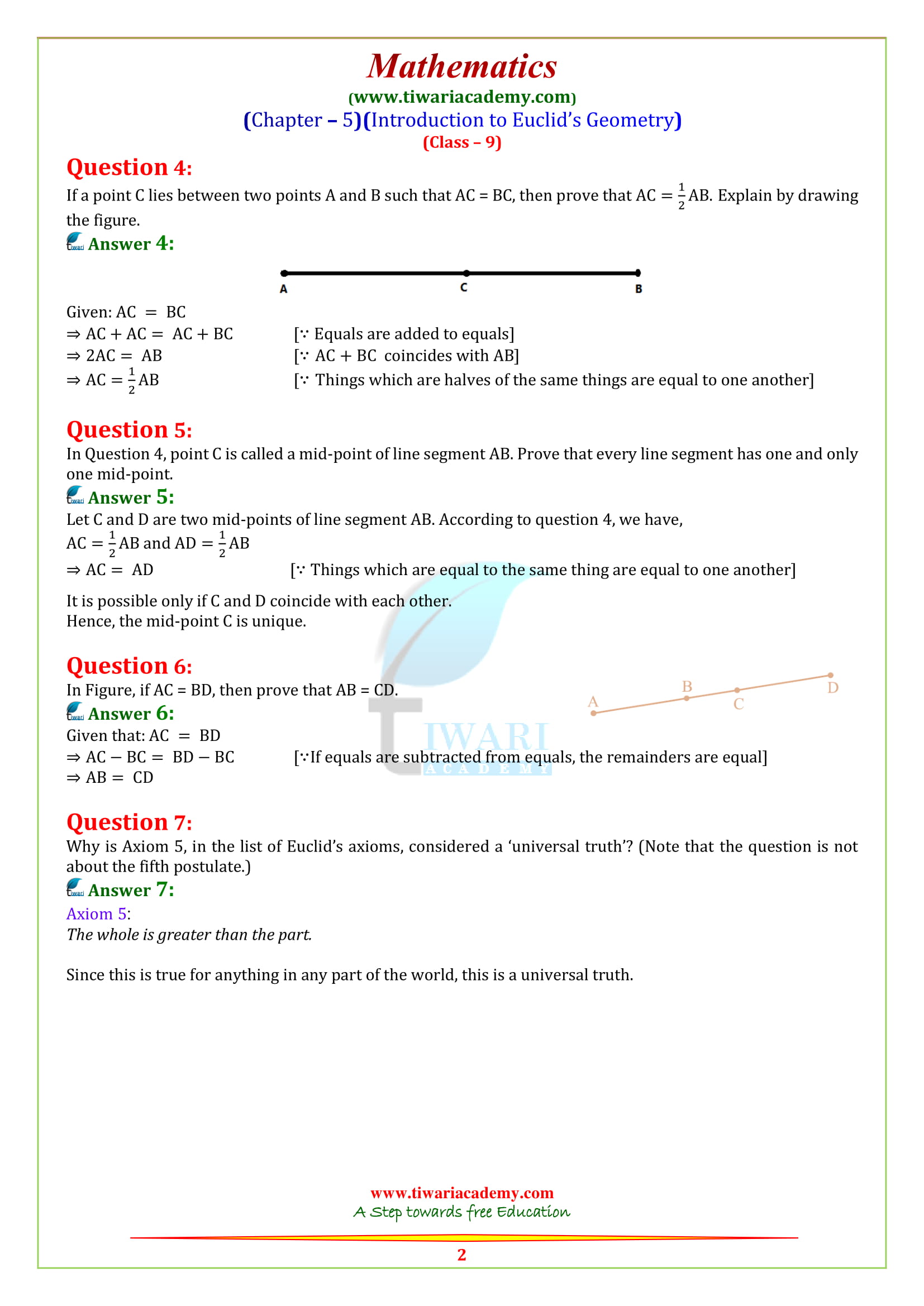 NCERT Solutions for Class 9 Maths Chapter 5 Exercise 5.1 for cbse and up board high school