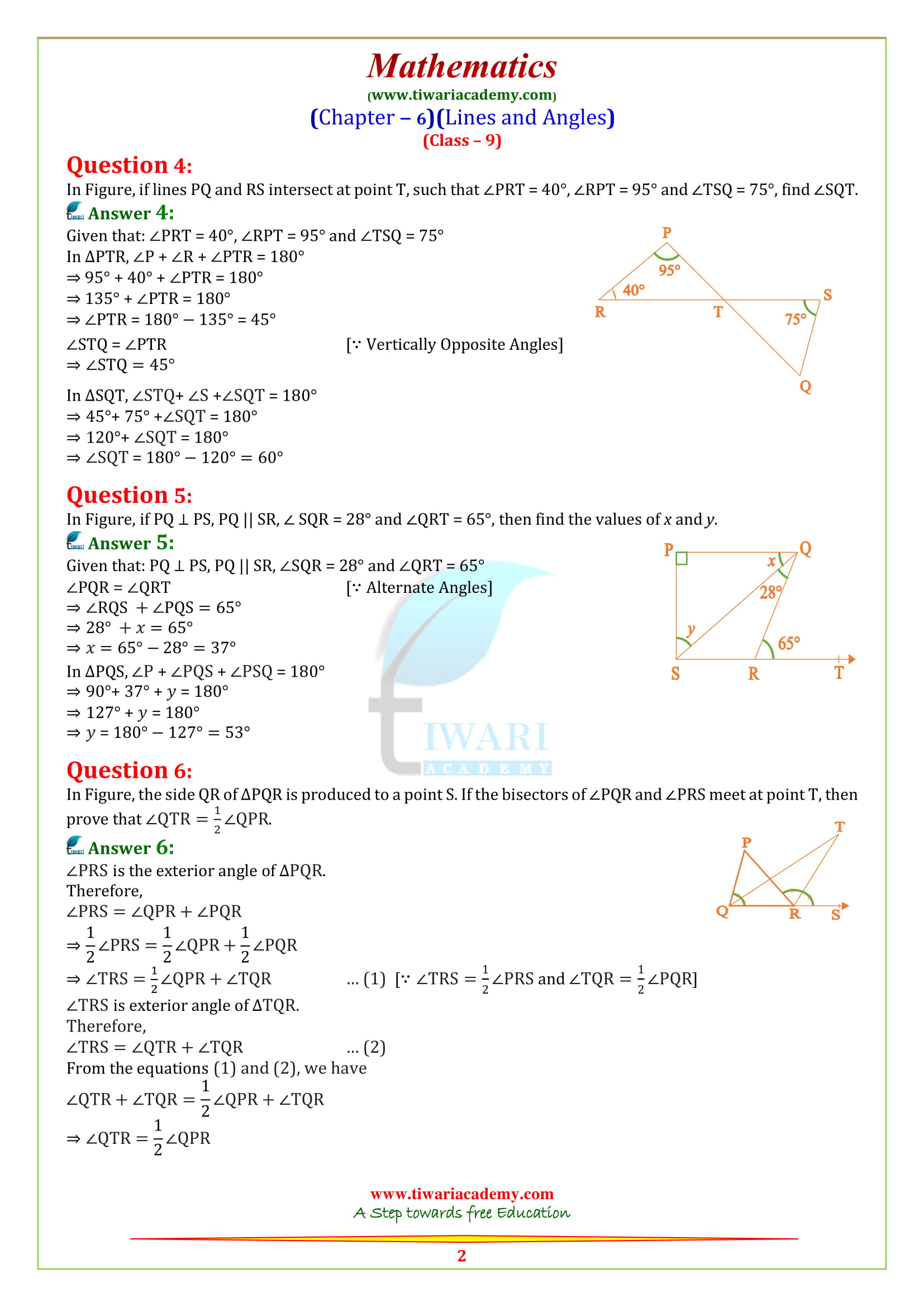 NCERT Solutions for class 9 Maths Chapter 6 Exercise 6.3 for cbse and gujrat board