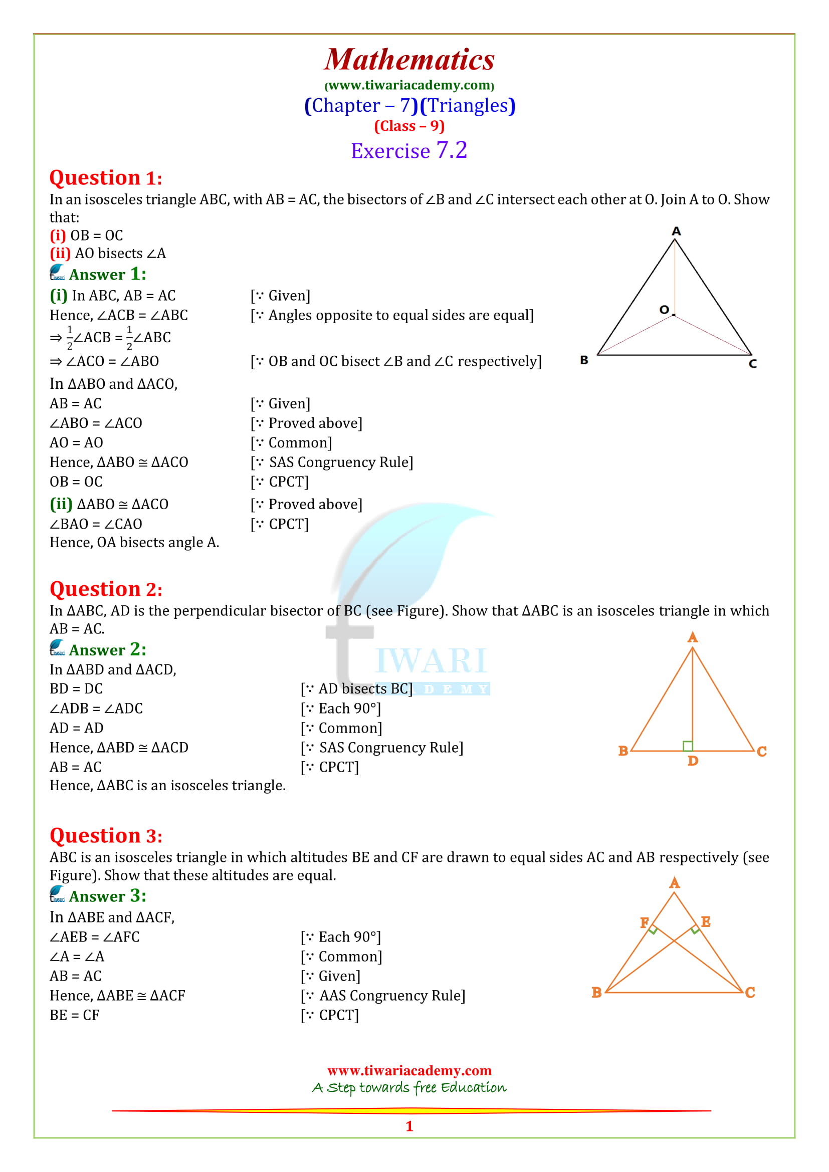 9th Maths Exercise 7.2 answers