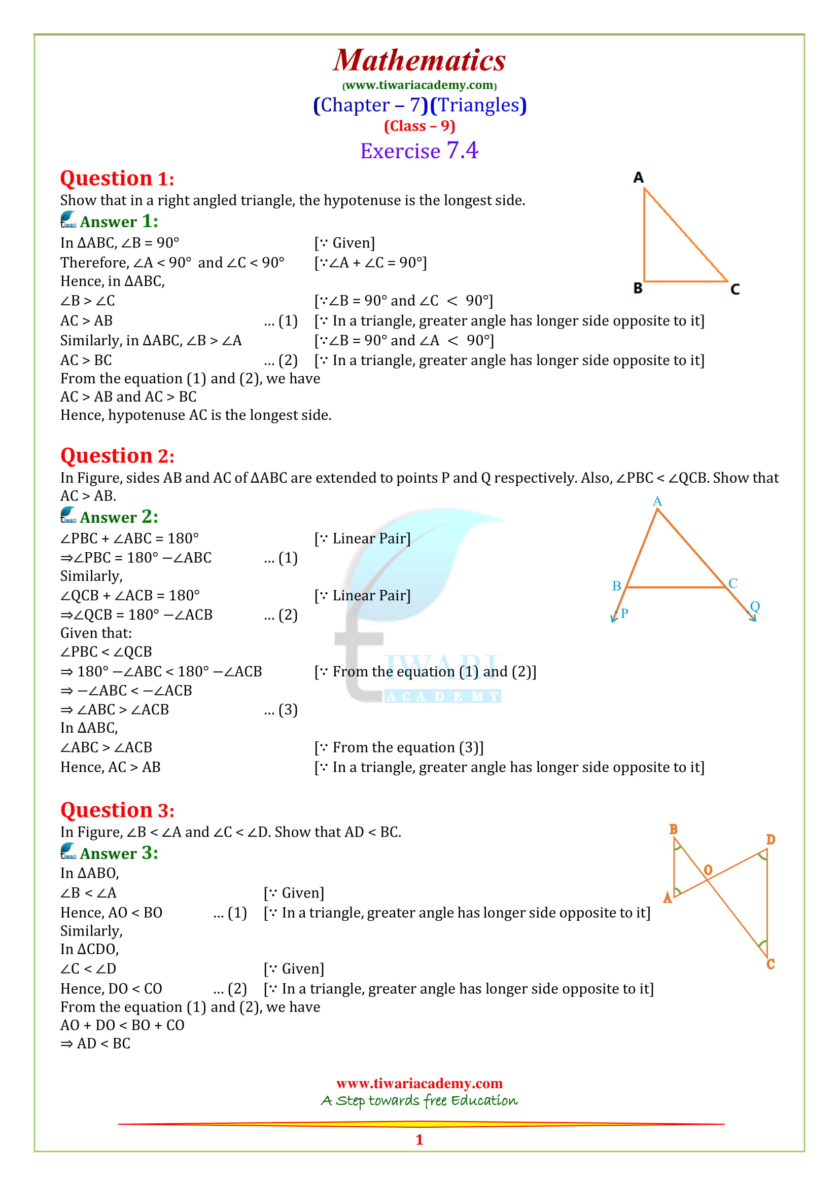 9th maths ex. 7.4