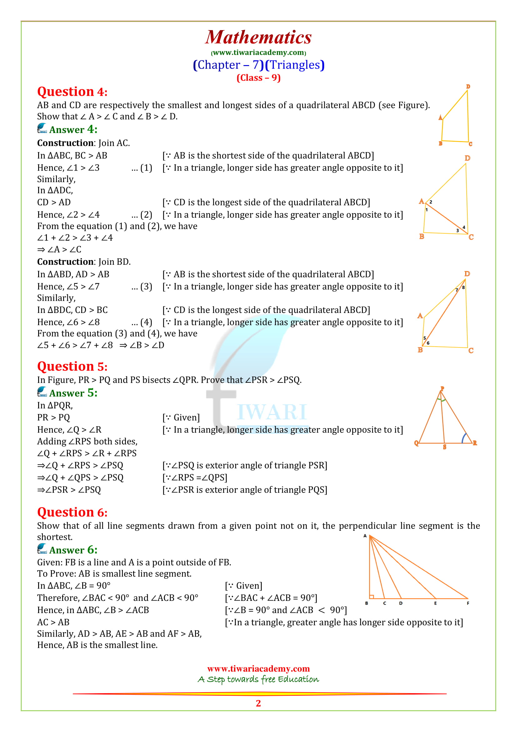 NCERT Solutions for class 9 Maths Exercise 7.4 in English medium free in pdf