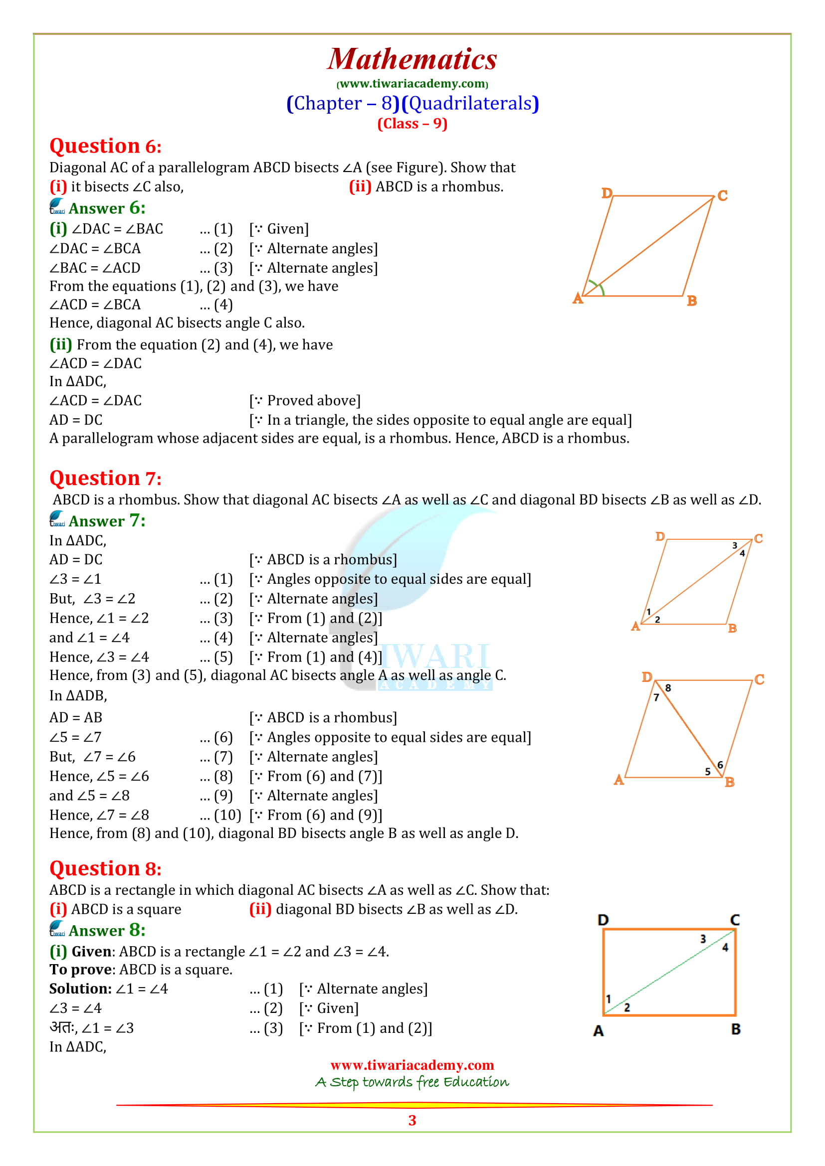9 Maths Exercise 8.2 solutions