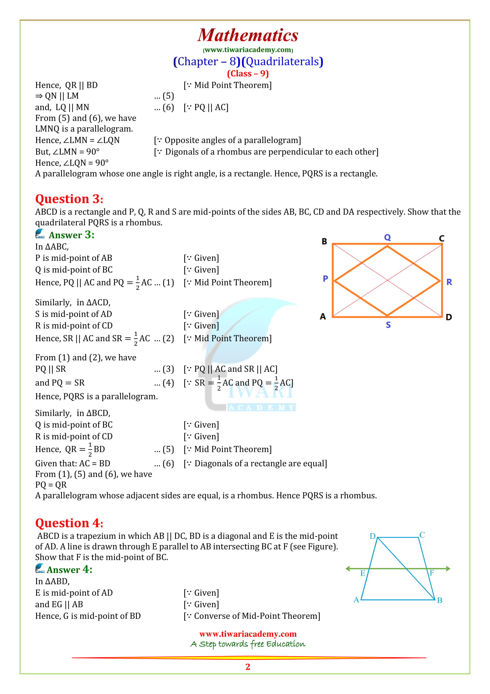 9 Maths chapter 8 Exercise 8.2 solutions in English medium