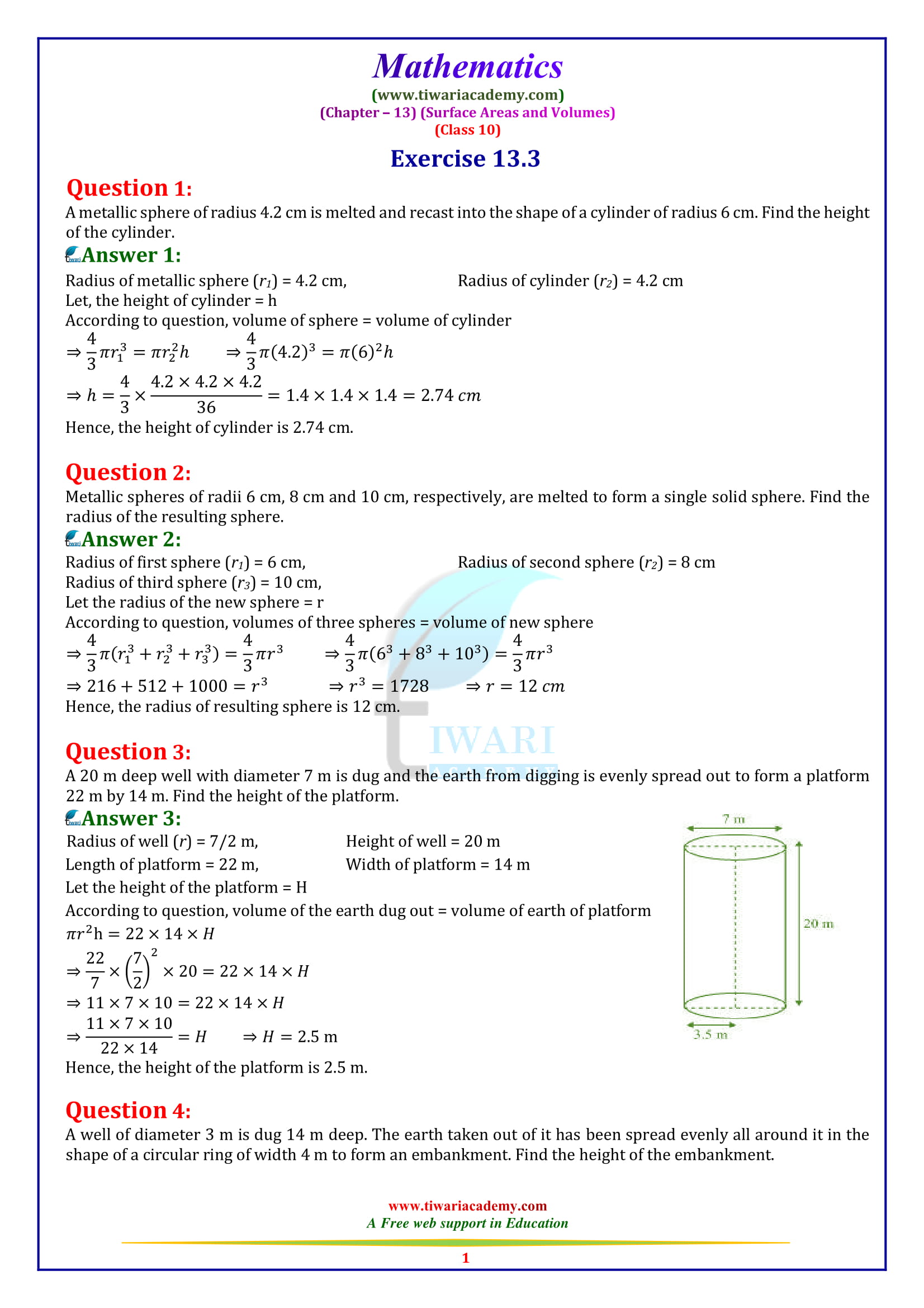 NCERT Solutions for Class 10 Maths Chapter 13 Exercise 13.3 in PDF