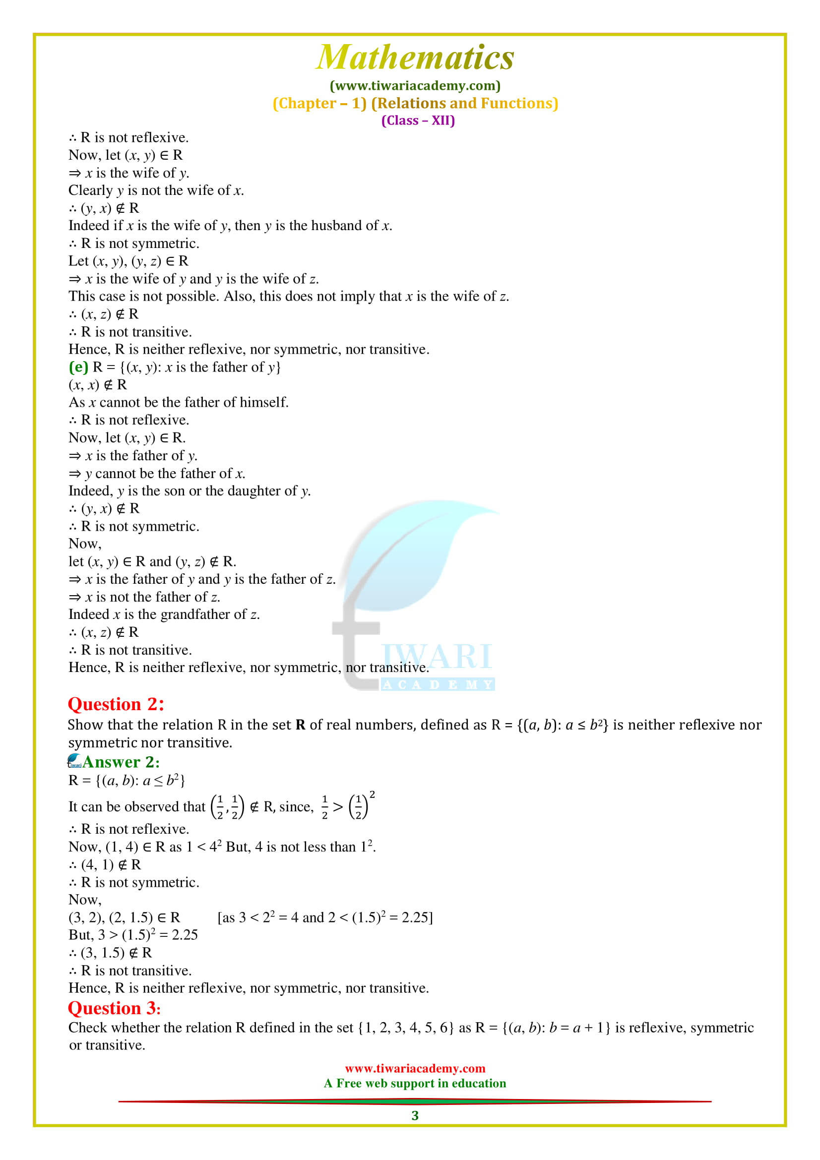 Ncert solutions for class 12 maths chapter 1 exercise 1 1 in pdf