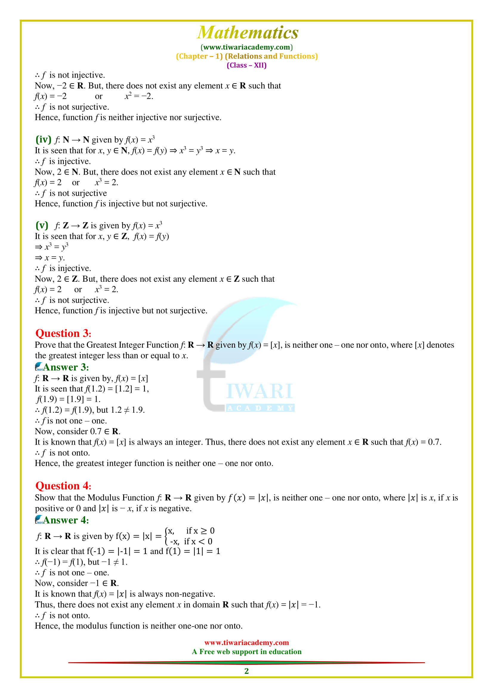 NCERT Solutions for Class 12 Maths Chapter 1 Exercise 1.2 in English medium for 2018-19.