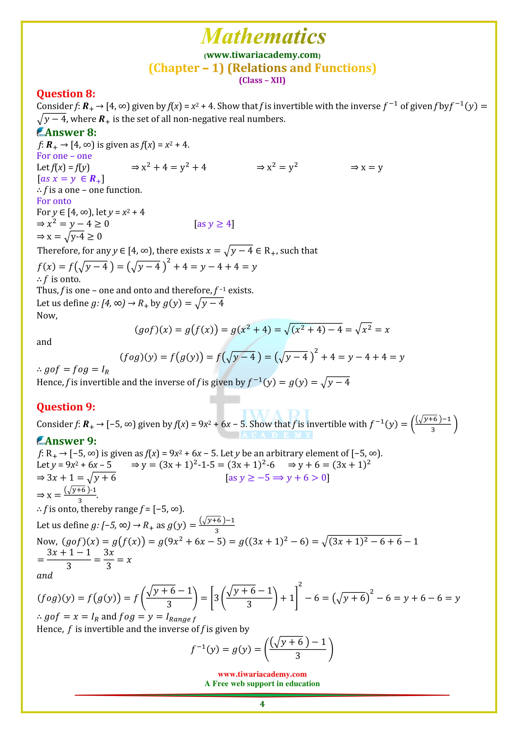 NCERT Solutions for Class 12 Maths Chapter 1 Exercise 1.3 in PDF form.