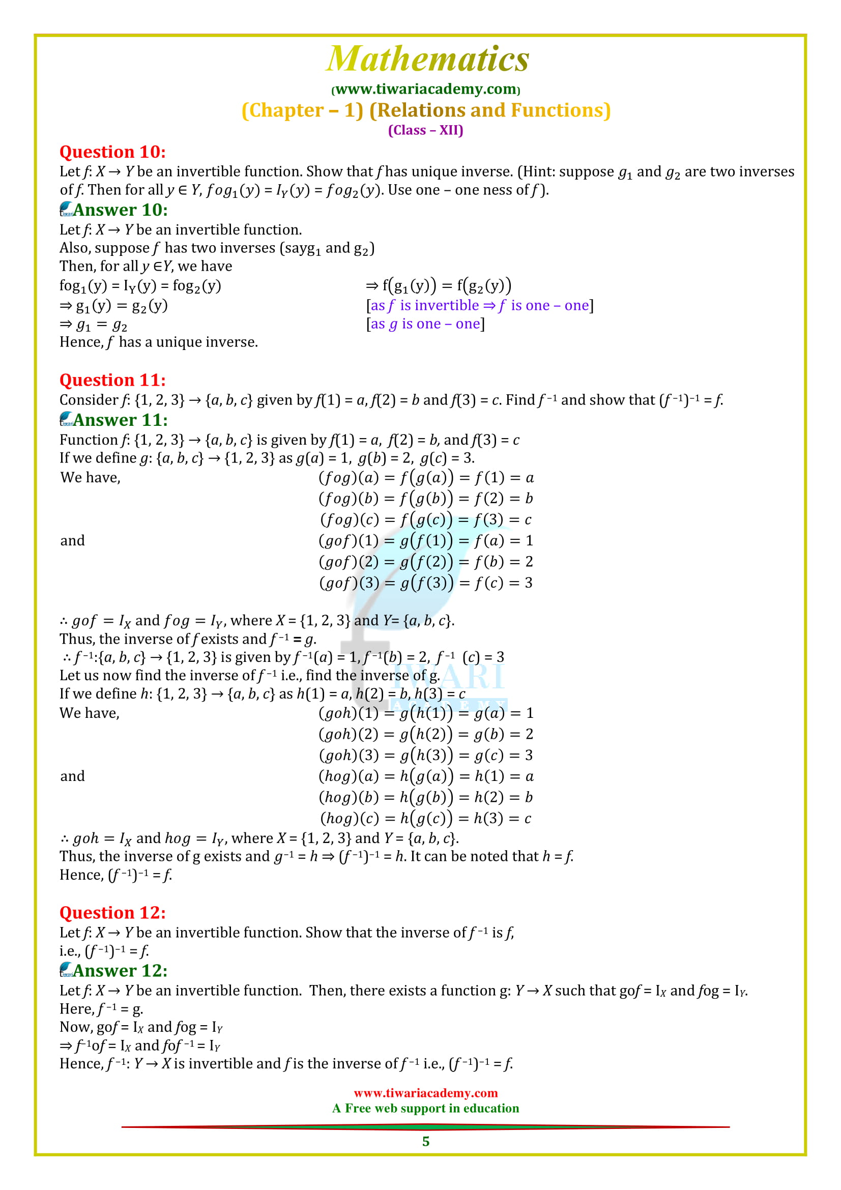 NCERT Solutions for Class 12 Maths Chapter 1 Exercise 1.3 updated for 2018-19.