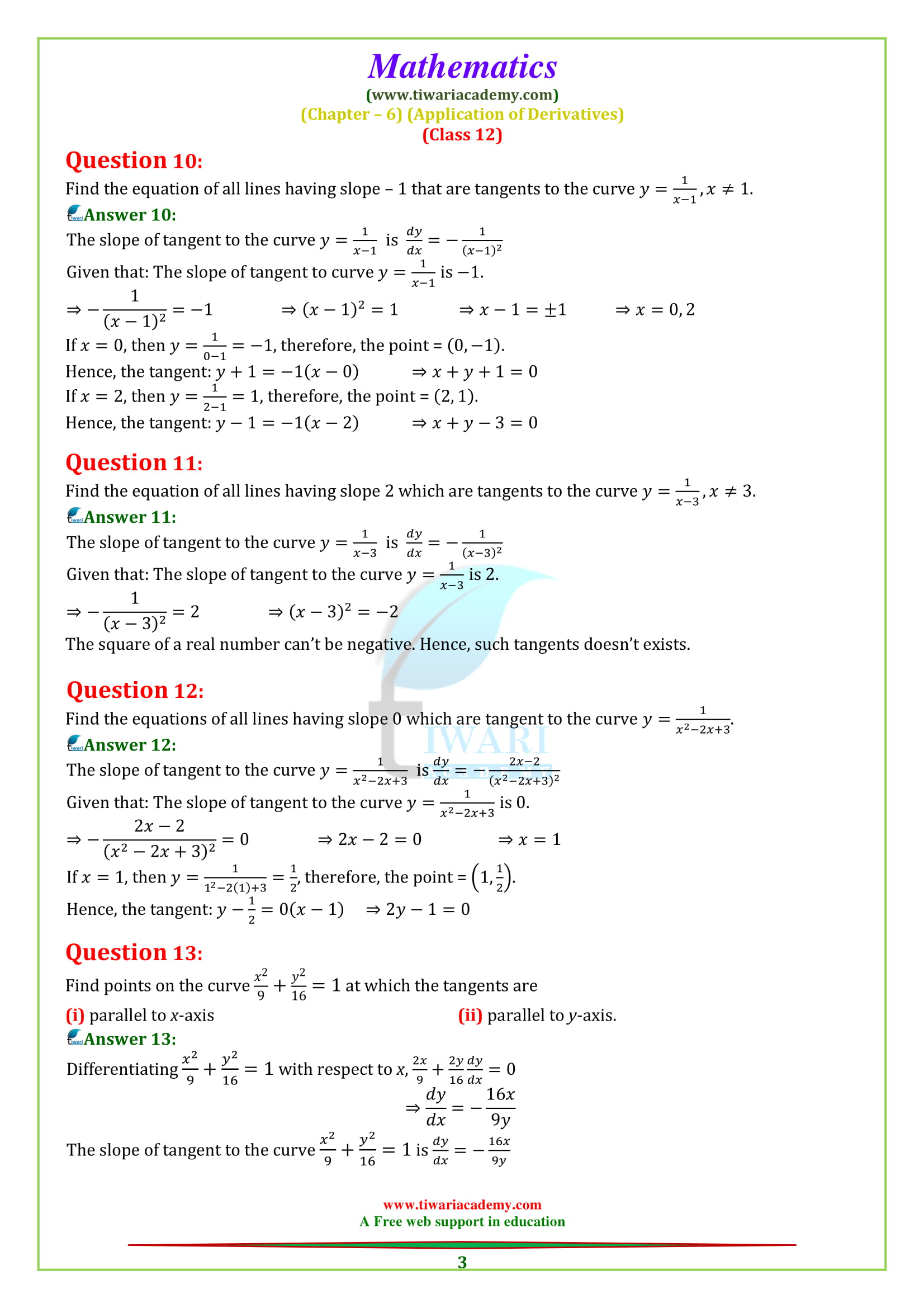 NCERT Solutions for Class 12 Maths Chapter 6 Exercise 6.3 application of derivatives for 2018-19.