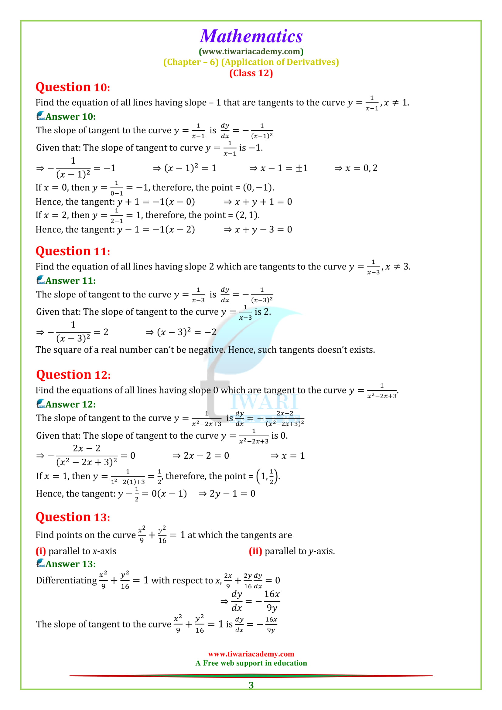 NCERT Solutions for Class 12 Maths Chapter 6 Exercise 6.3 application of derivatives for 2018-19.