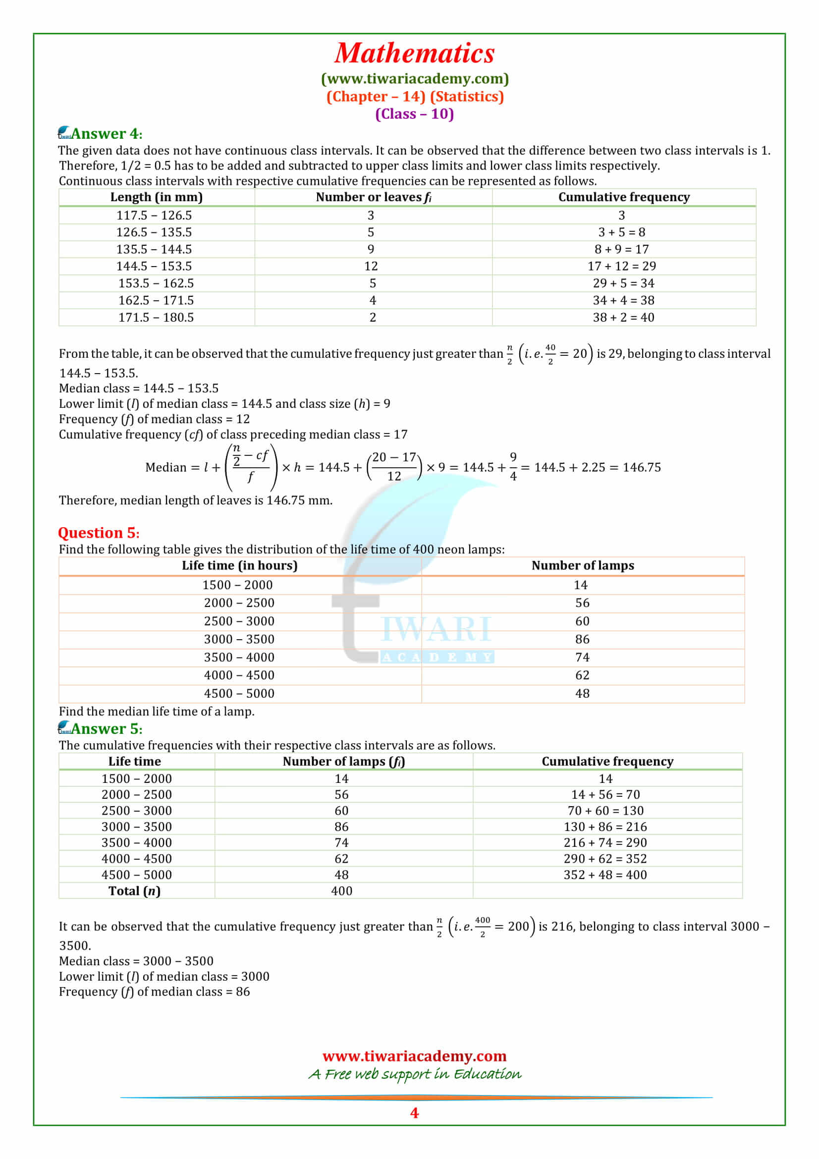 NCERT Solutions for class 10 Maths Chapter 14 Exercise 14.3 all question answers