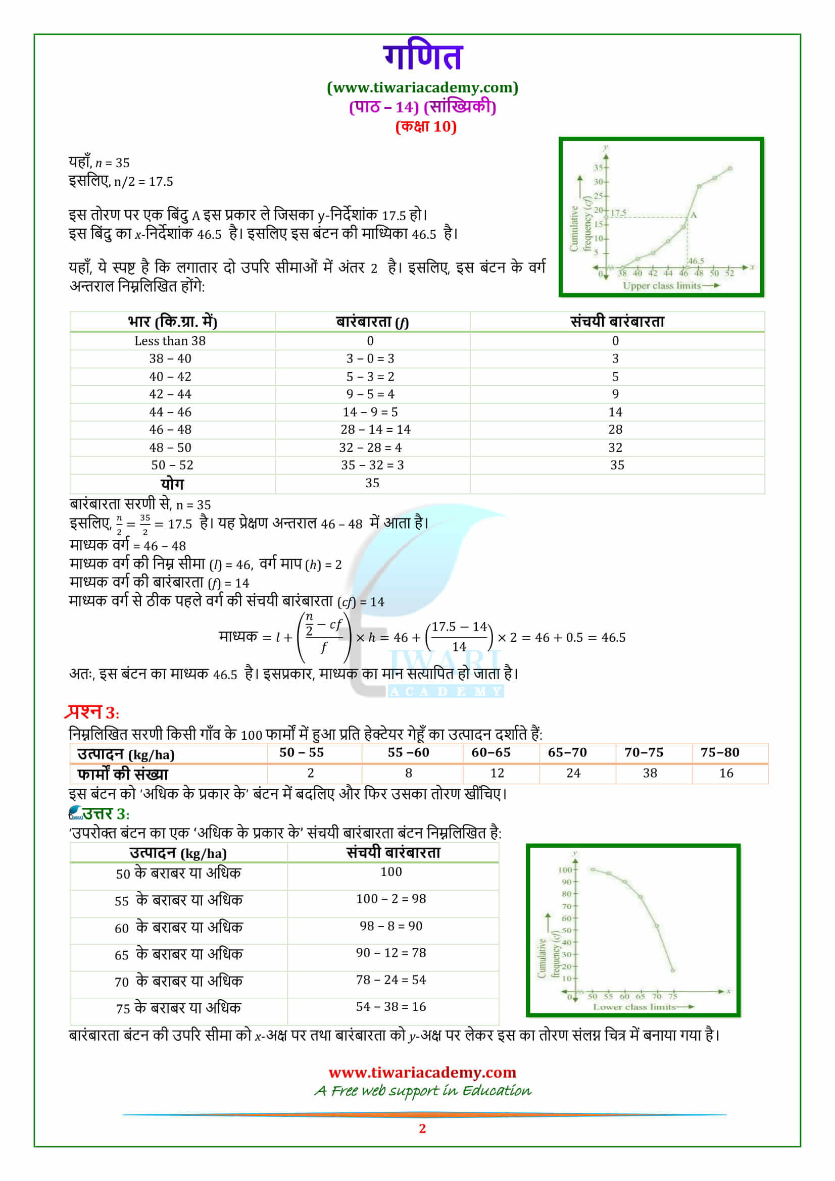 class 10 Maths Chapter 14 Exercise 14.4 solutions in pdf hindi medium