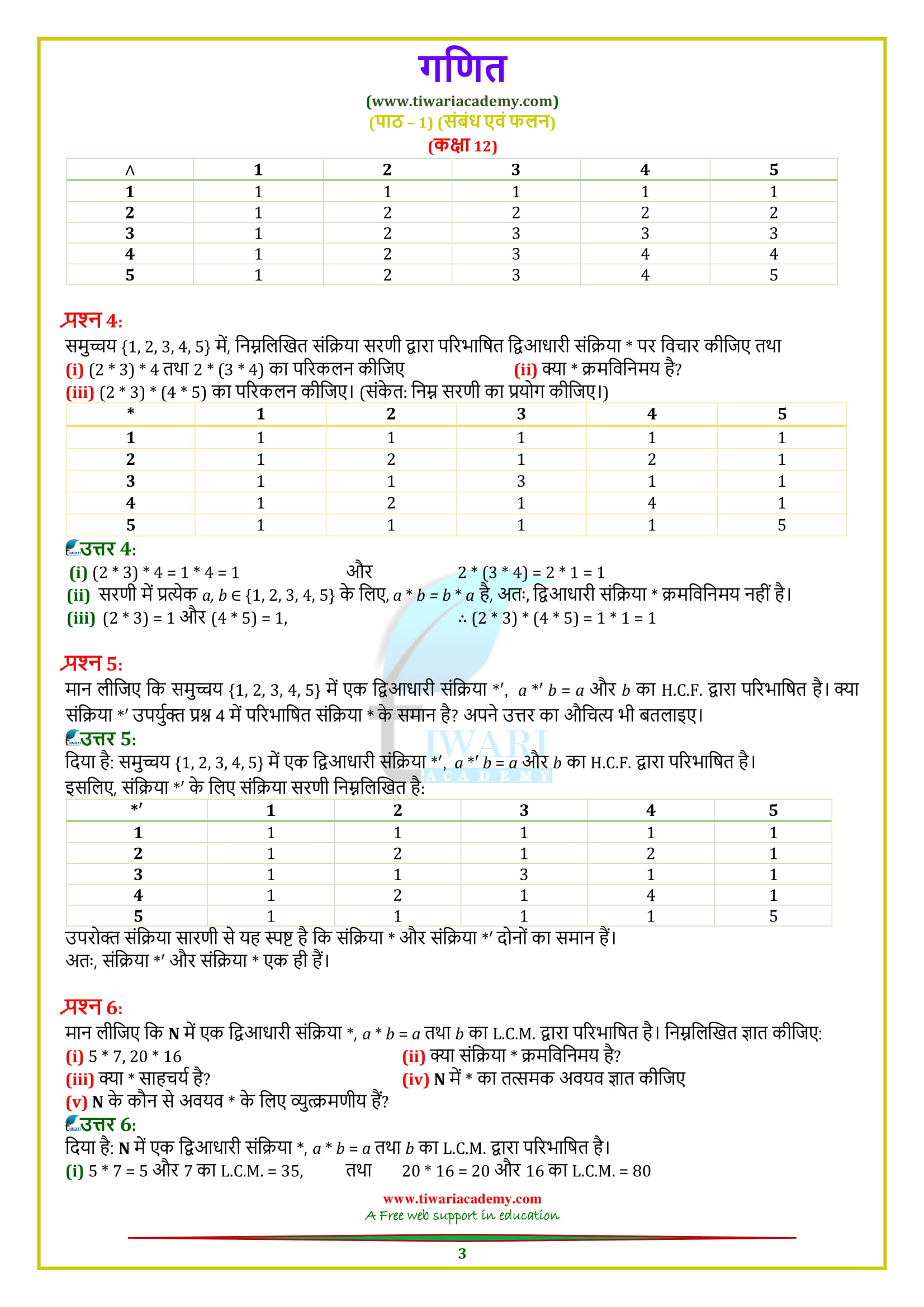 12 Maths Chapter 1 Exercise 1.4 solutions - key -guide in hindi.